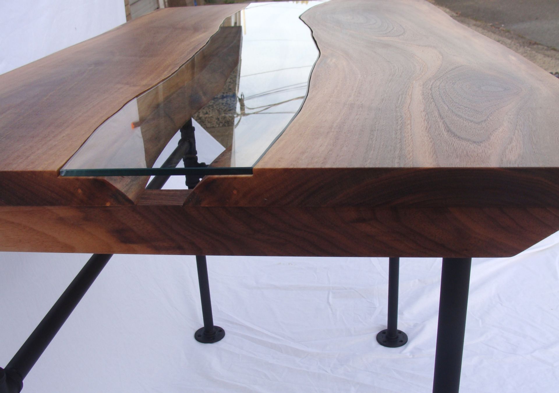 Wood And Glass River Table