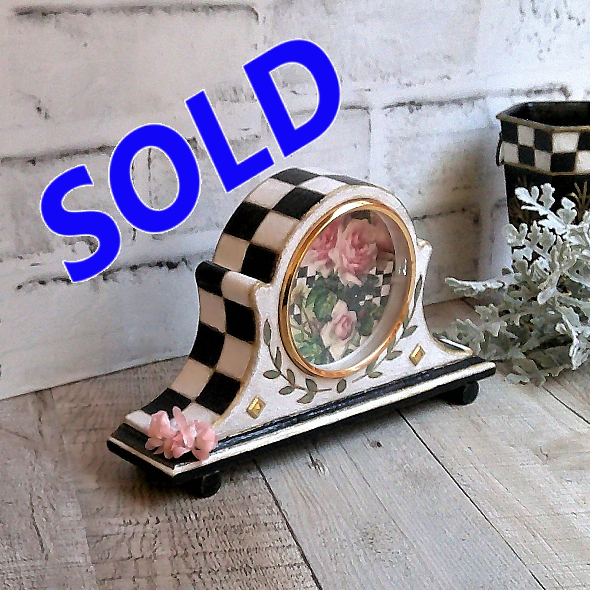 Whimsical Checks Music Box Hand Painted Checkered Decor 1 