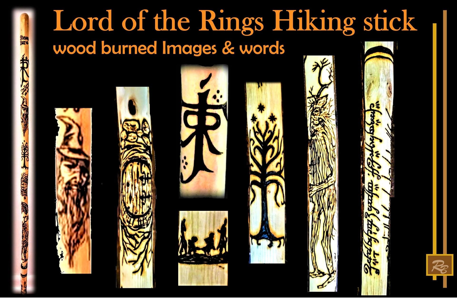 Custom, Lord of the Rings, Hiking stick, Walking stick, Cane, personalized, any images! Local Artist, Elysburg PA 1