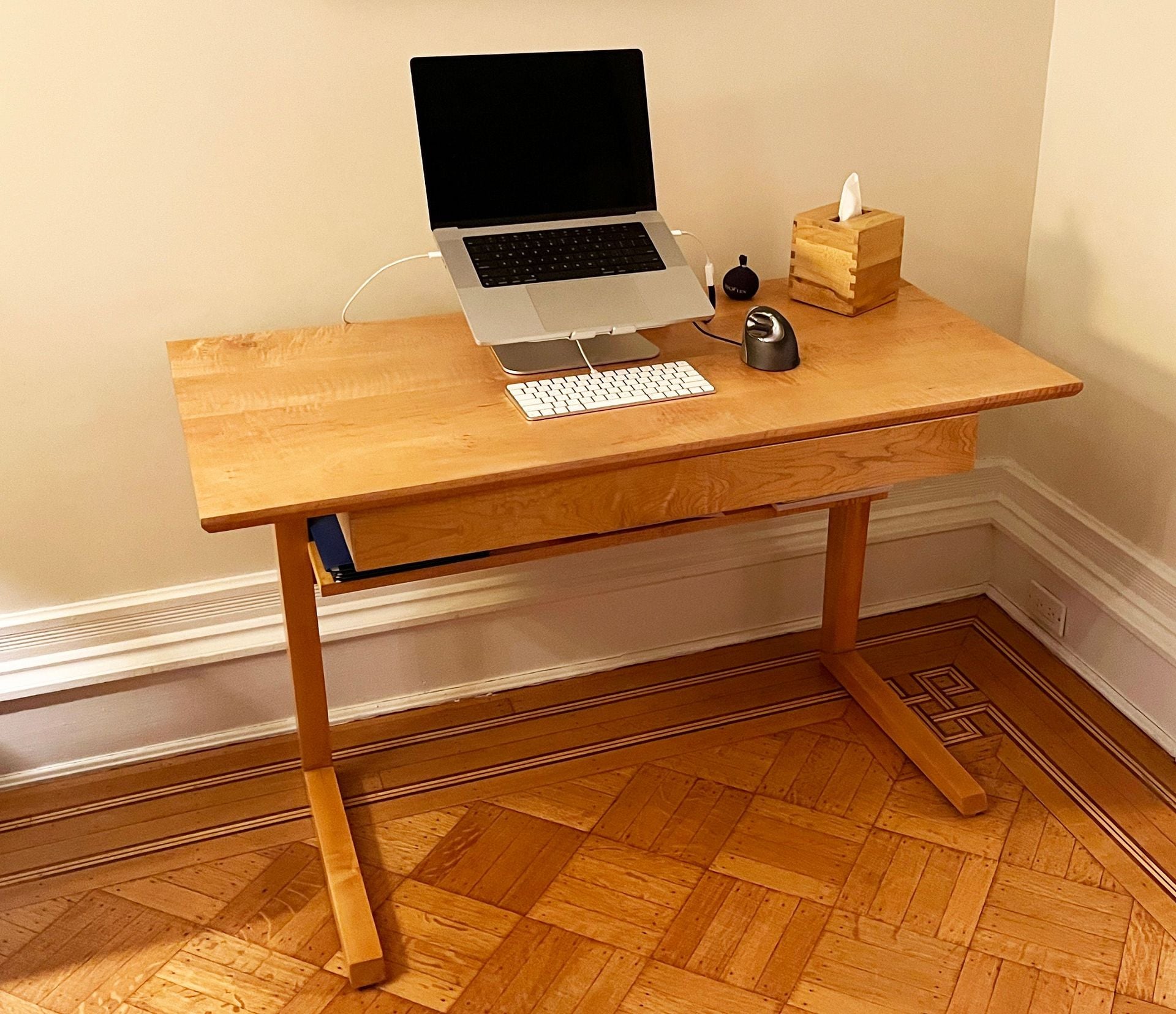 MAPLE CANTILEVERED DESK WITH ANGLED FRONT 4