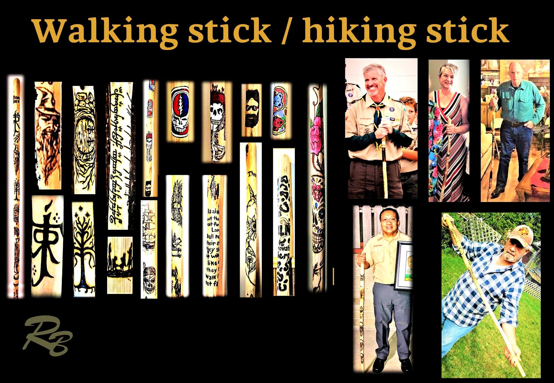 Custom, Lord of the Rings, Hiking stick, Walking stick, Cane, personalized, any images! Local Artist, Elysburg PA 5