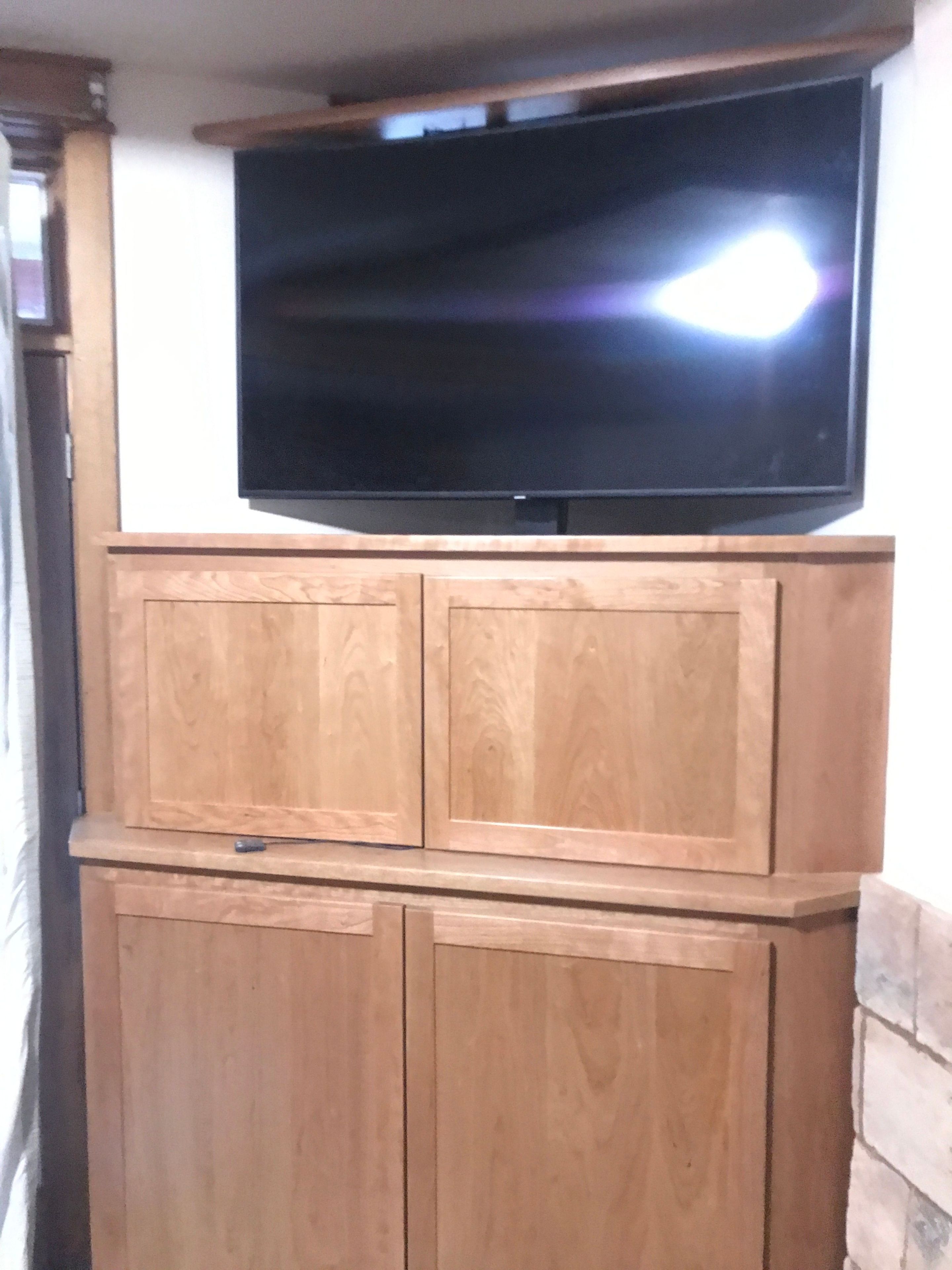 Cherry corner TV cabinet with remote lift control 1 