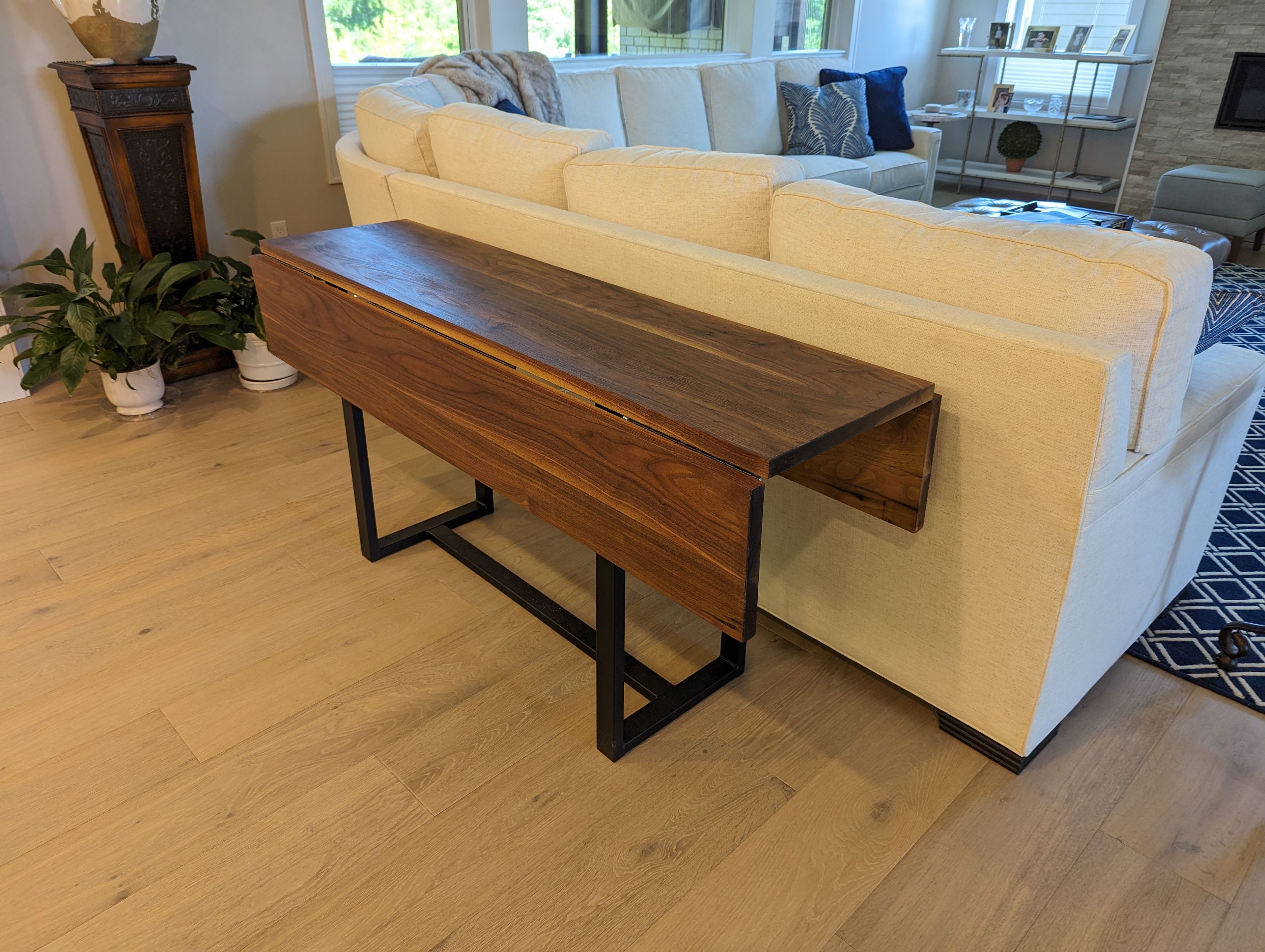 Versatile Walnut Drop Leaf  Multifunctional Console, Dining Table, or Desk 4 