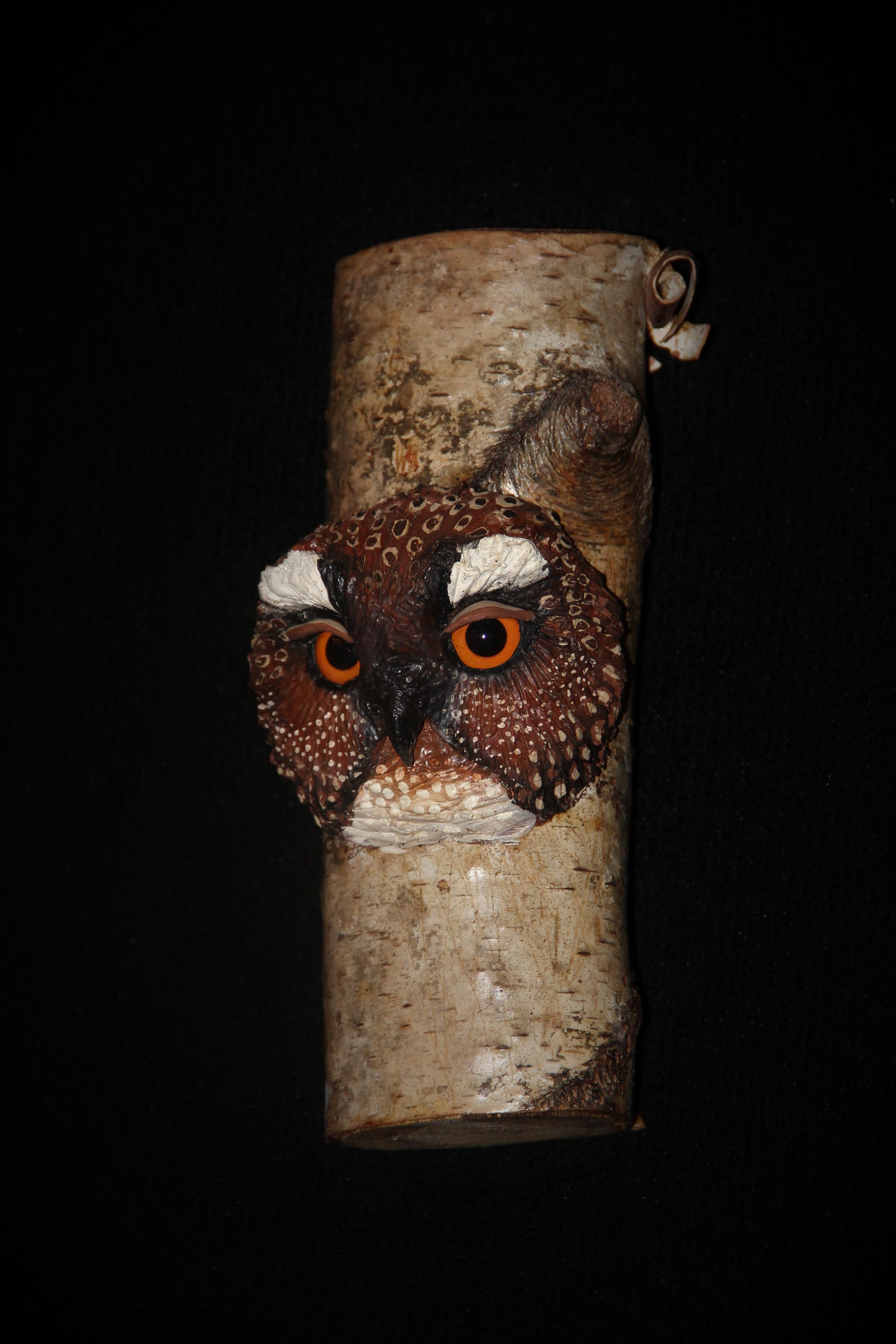 Wood Carving -  Owl - Original Hand Made Bird Sculpture -  Wall Art 4 
