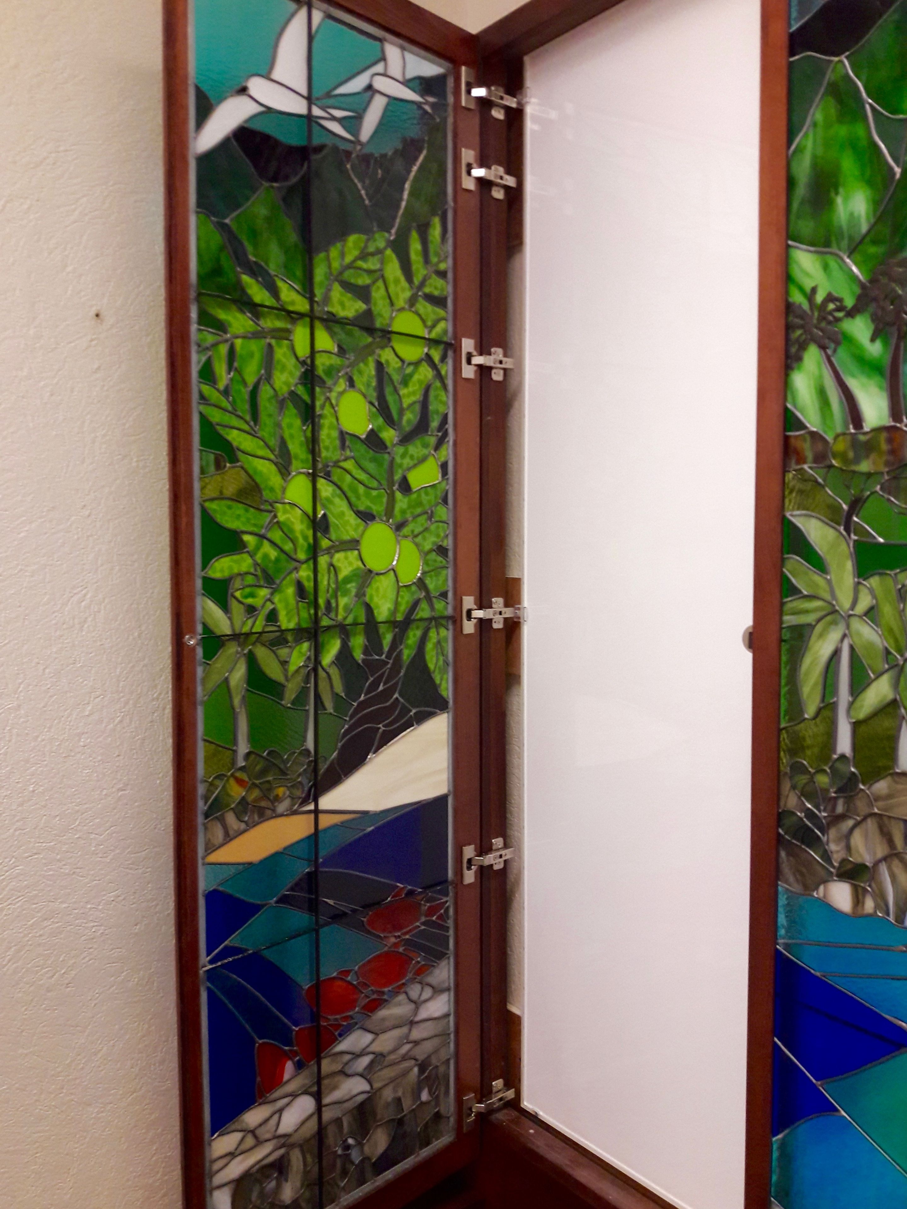 Tropical Stained Glass Prayer Room Wall Installation with Fused Glass Elements - Kealaula 4