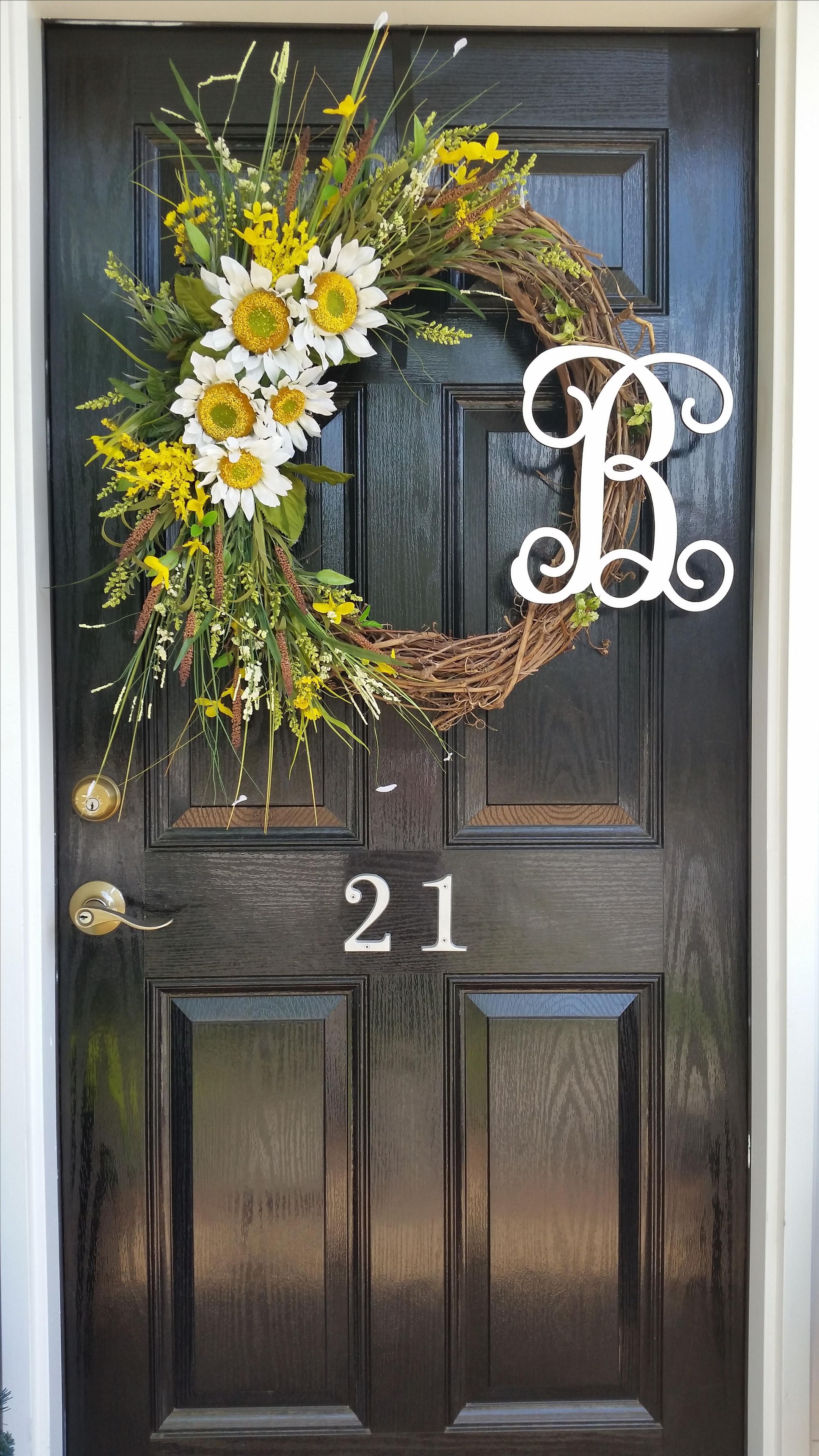 Grapevine Floral Wreaths With Initials 3 