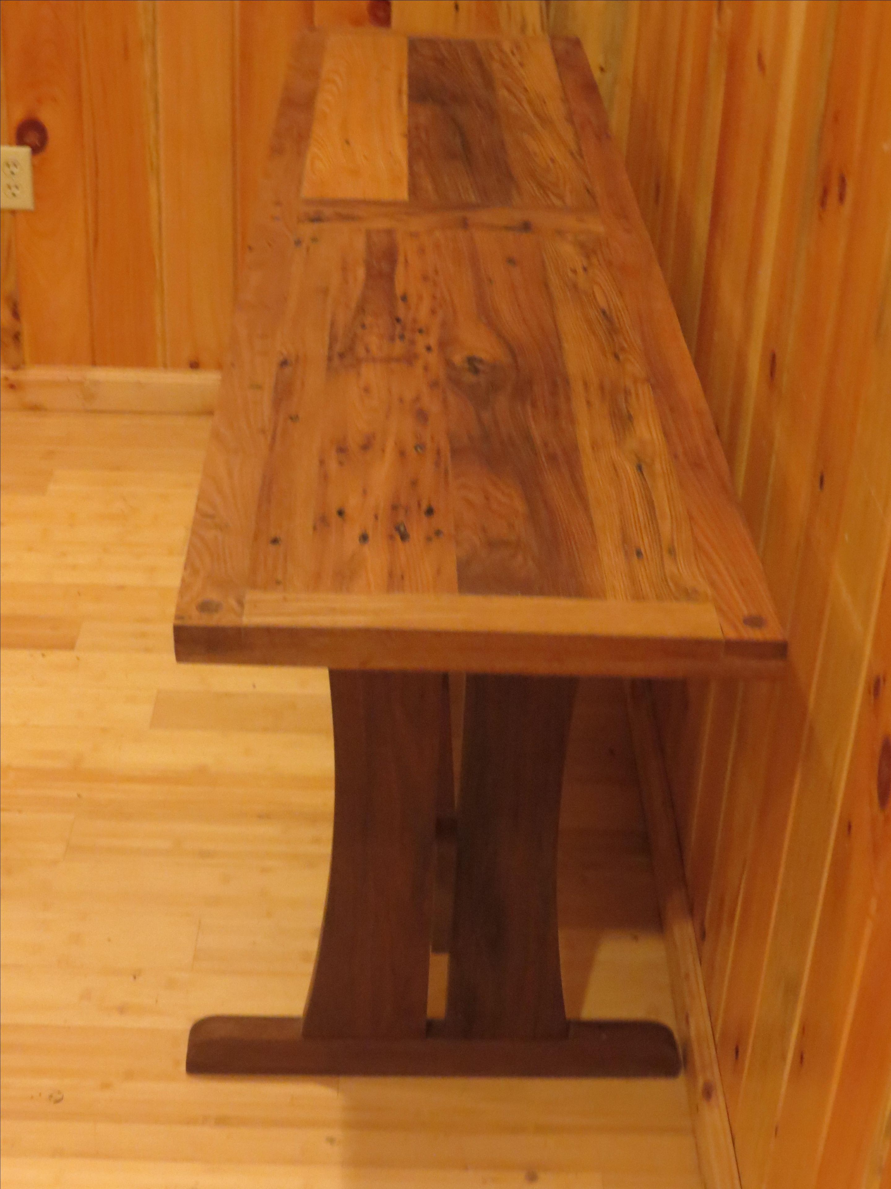 Wormy Chestnut Sofa Table With Walnut Base