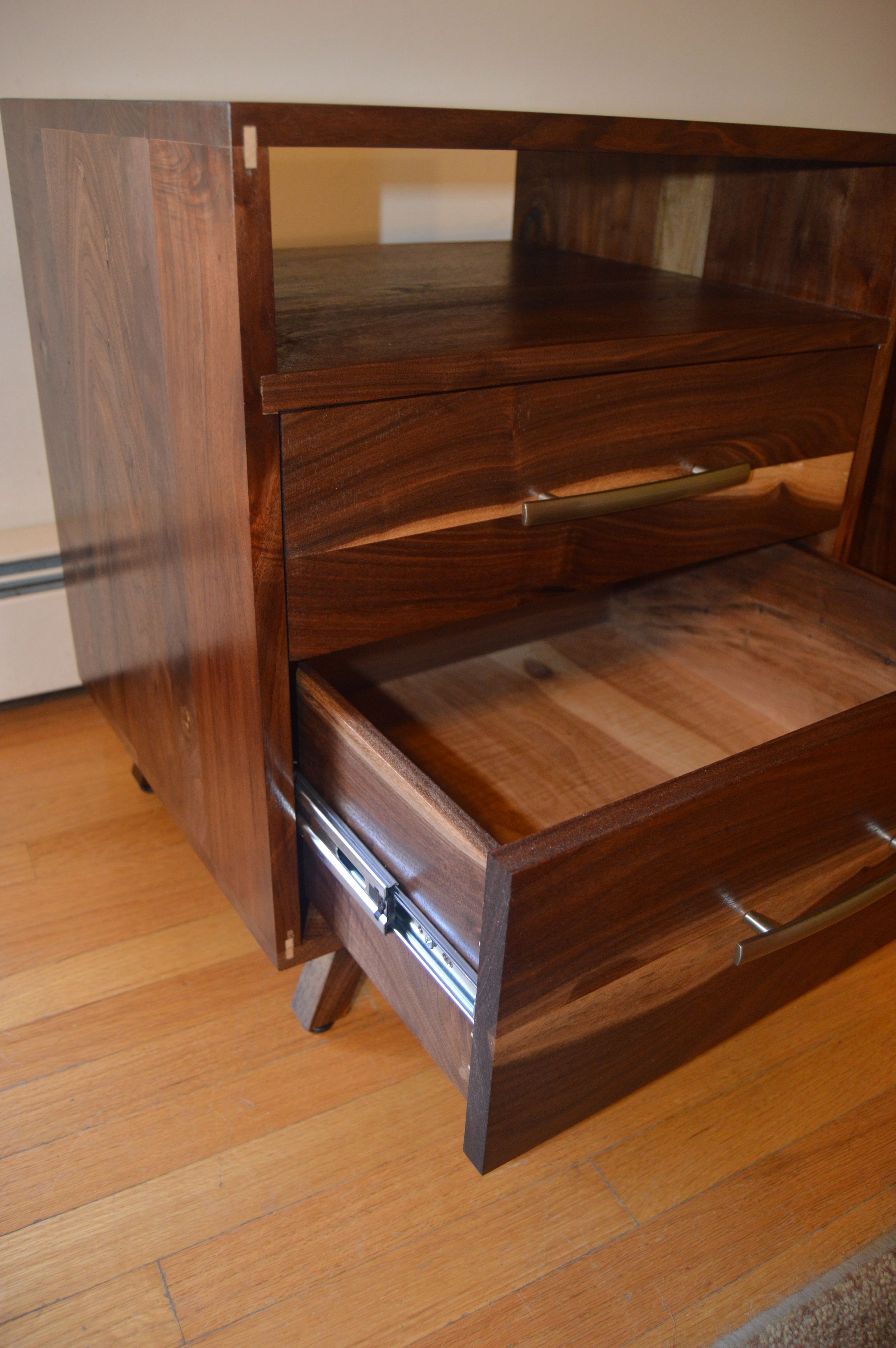Solid Walnut Danish Modern Nightstand 2 