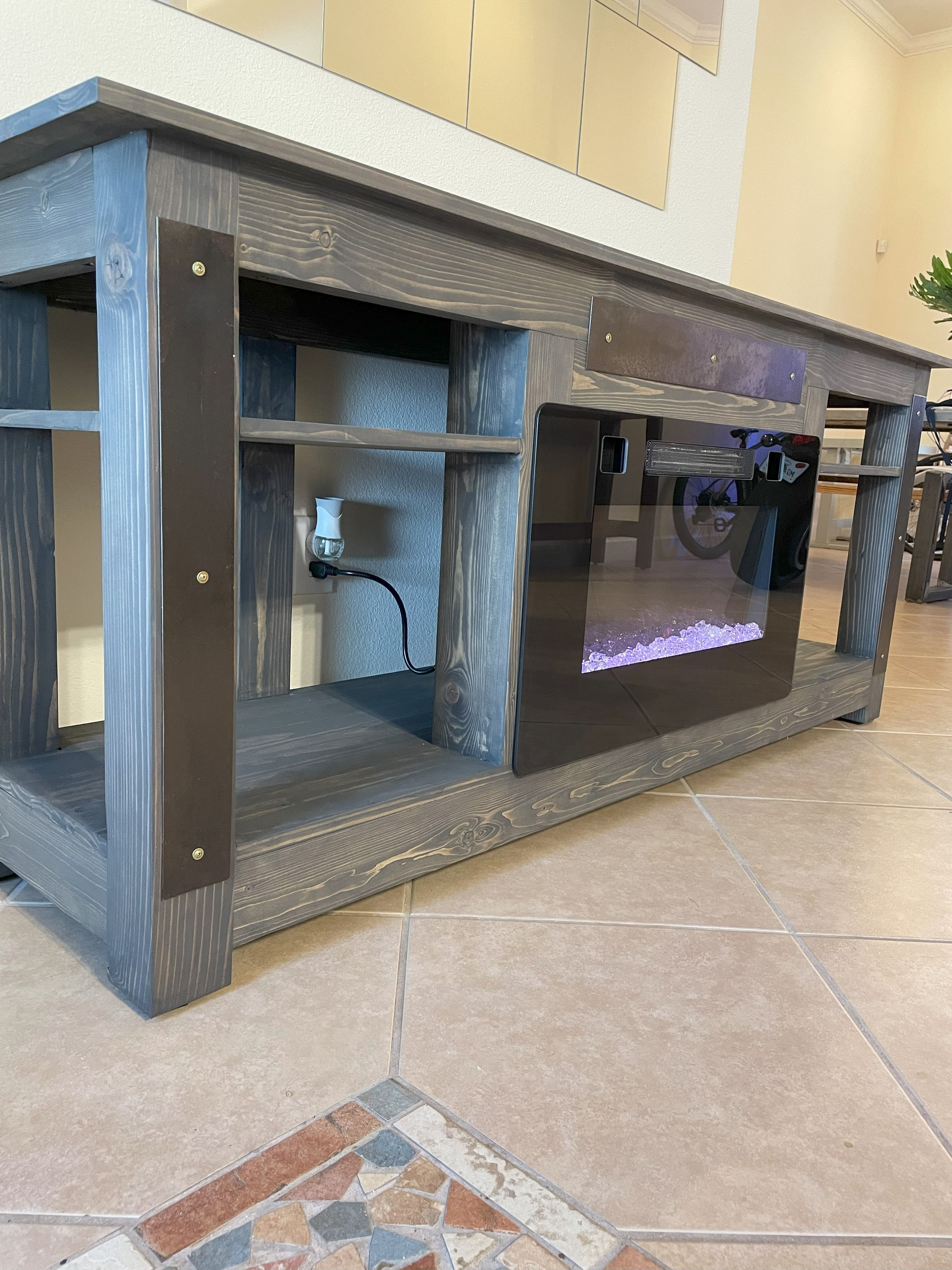 Custom Tv Media Center With Electric Chimney 2