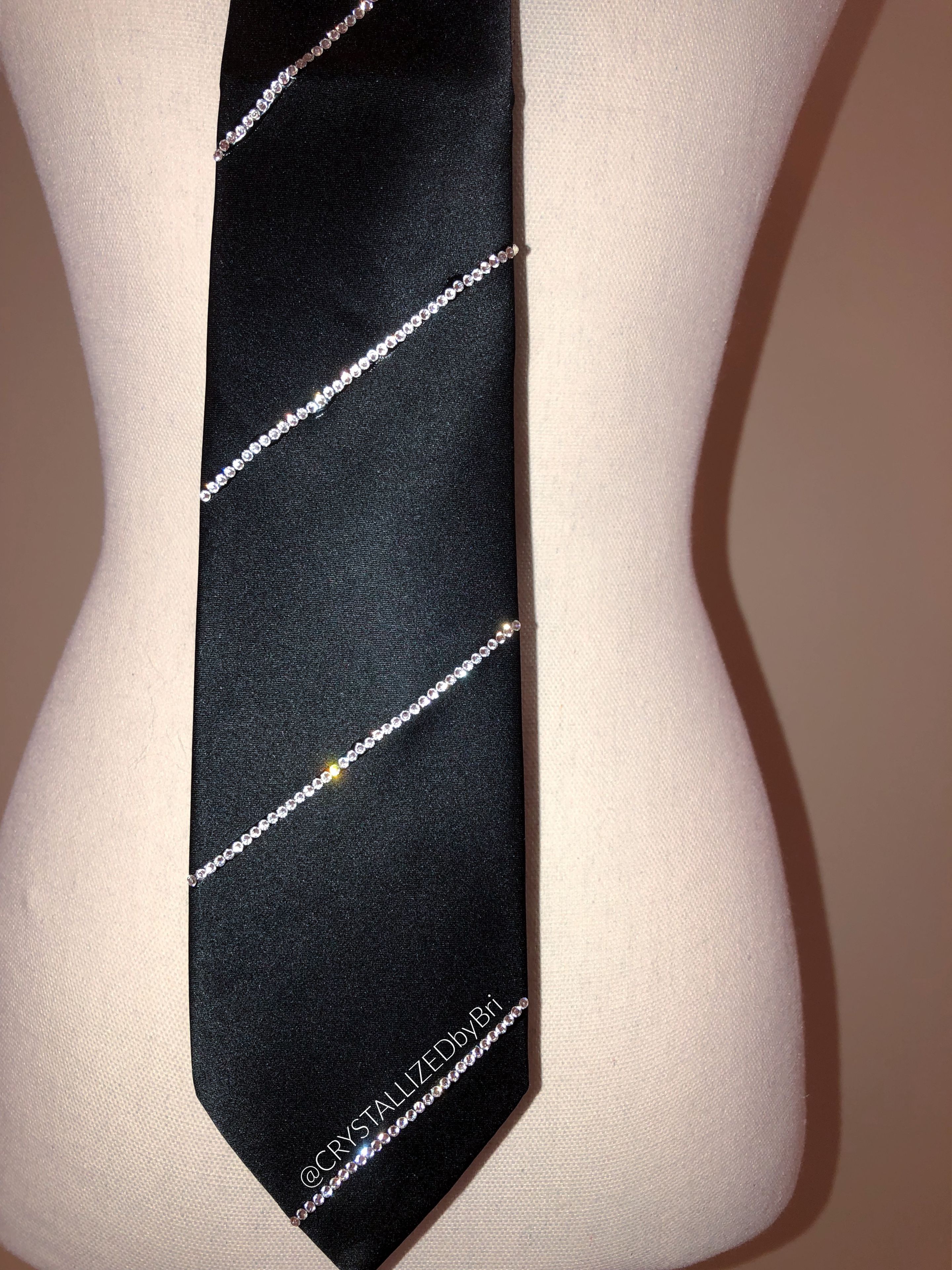 Crystallized Men's Tie Striped Bling Genuine European Crystals Any Color 3