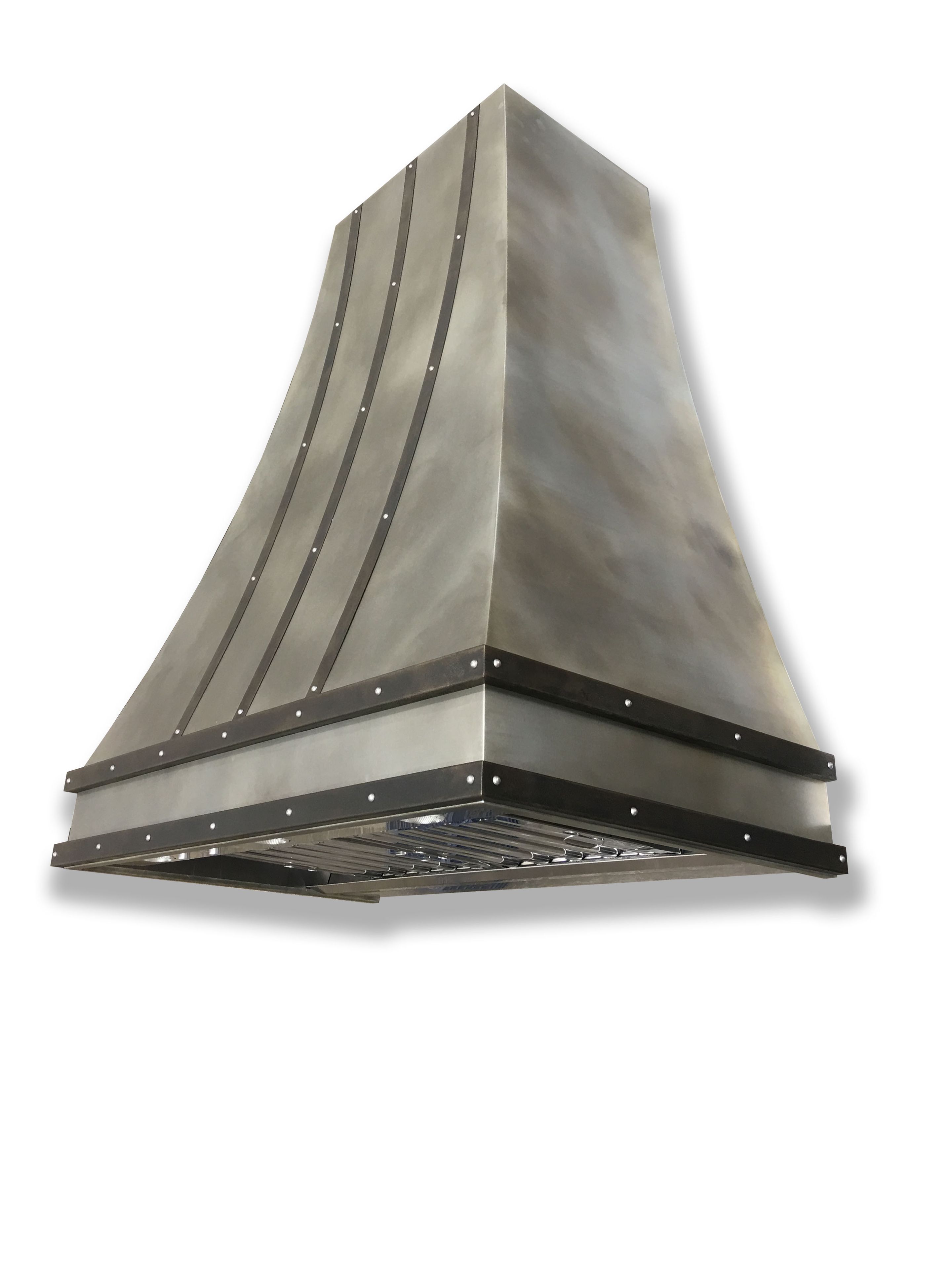 #84 Hand Crafted Mottled Zinc Range Hood