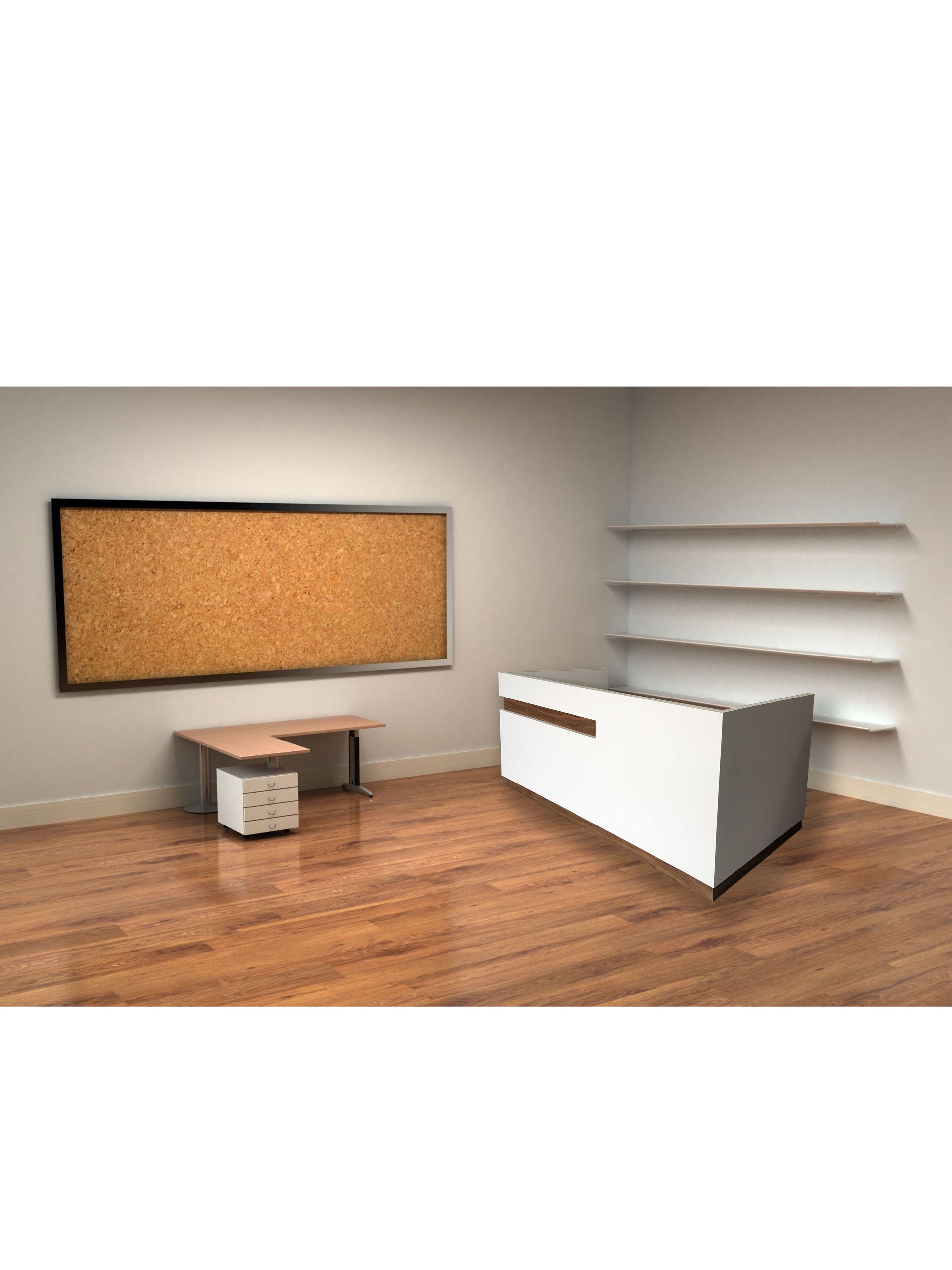 Hand Crafted Melamine With Veneer Accents Gloss Whitereception Desk 3