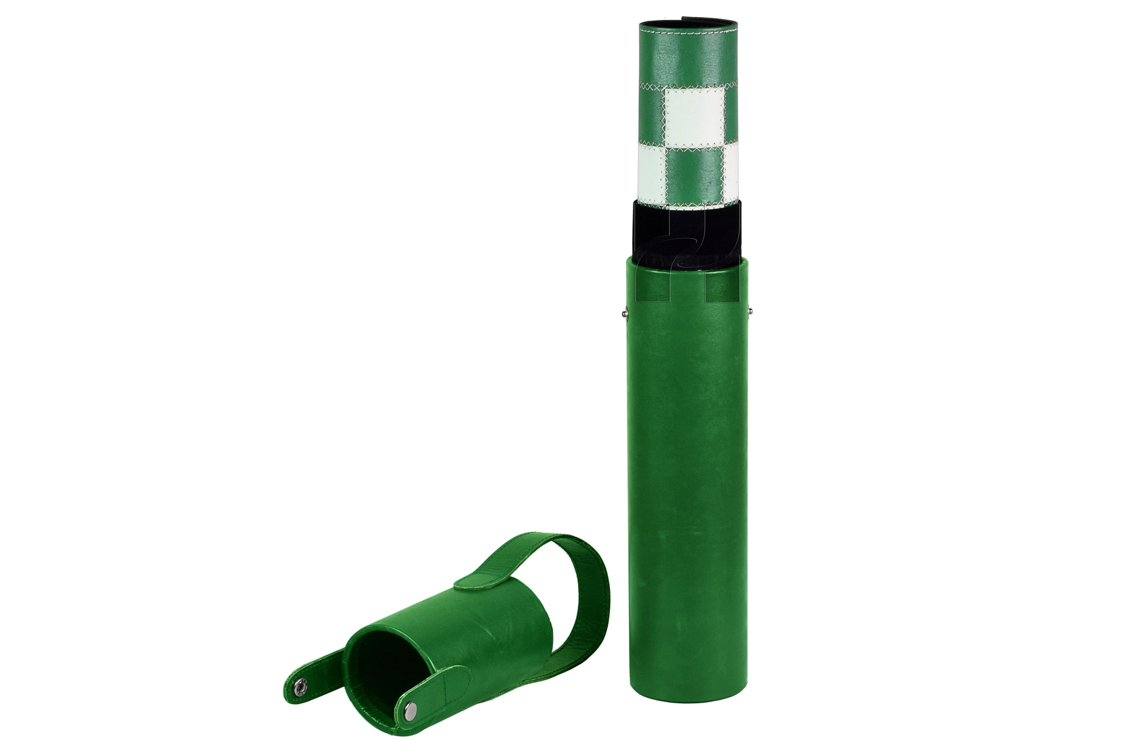 Splash Green Leather Roll-Up Chess Set with Zig-Zag Stitching – Marble Checkers with Metallic Edge & Leather Storage Tube 6 