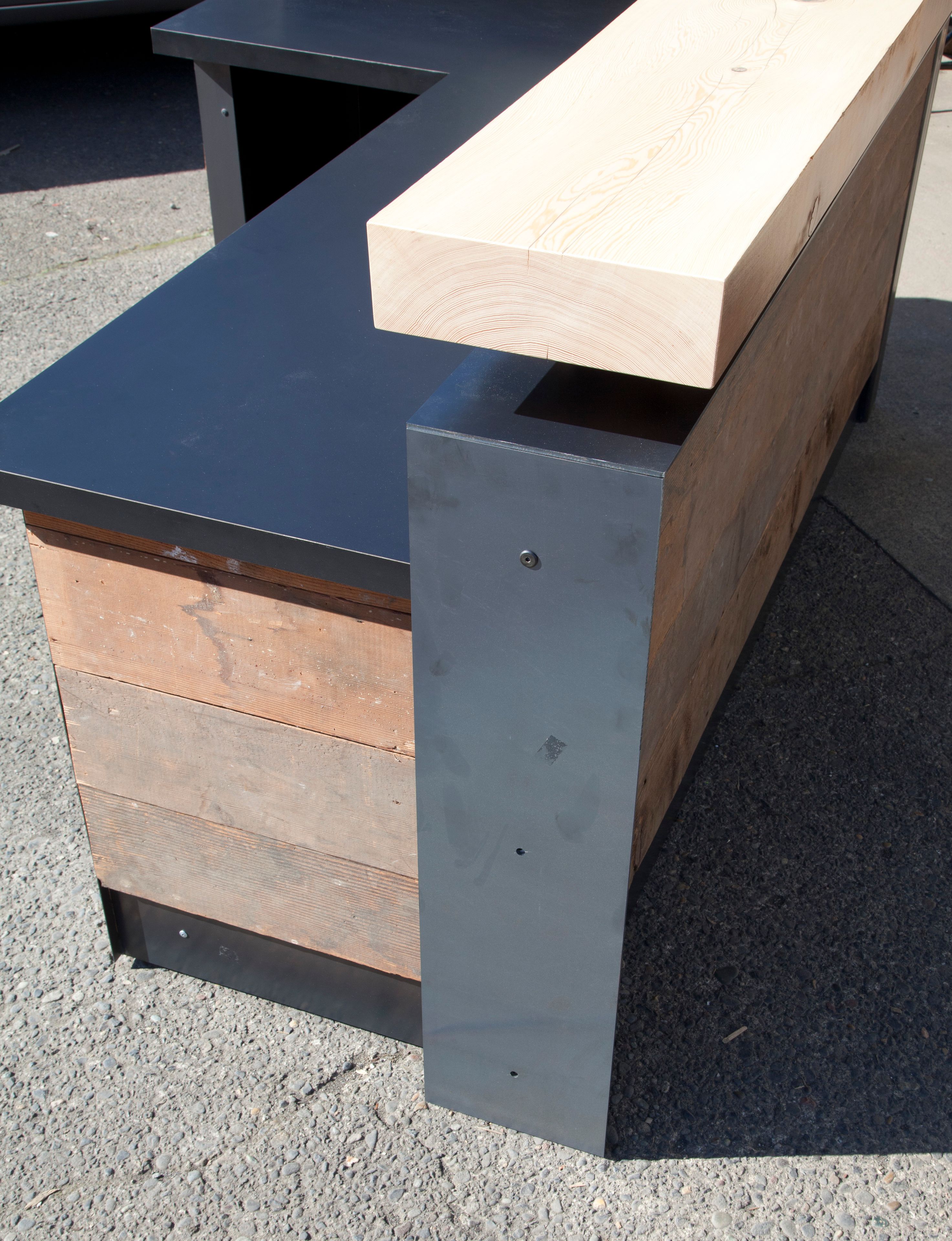 Reclaimed Reception Desk With Metal Wrap 2 