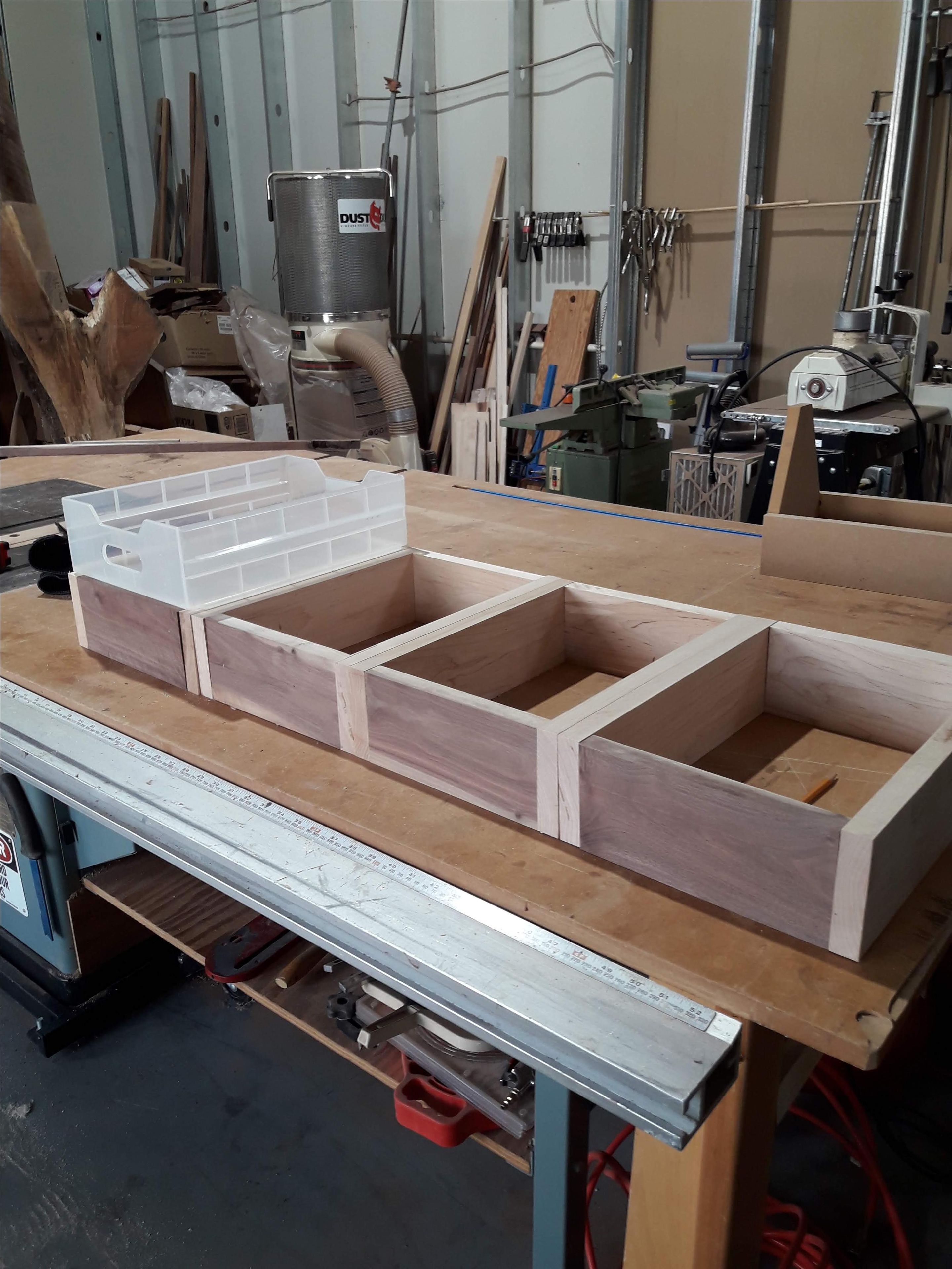Walnut And Maple End Grain Cutting Board With Dovetailed Drawers For Spices, Etc. 5 