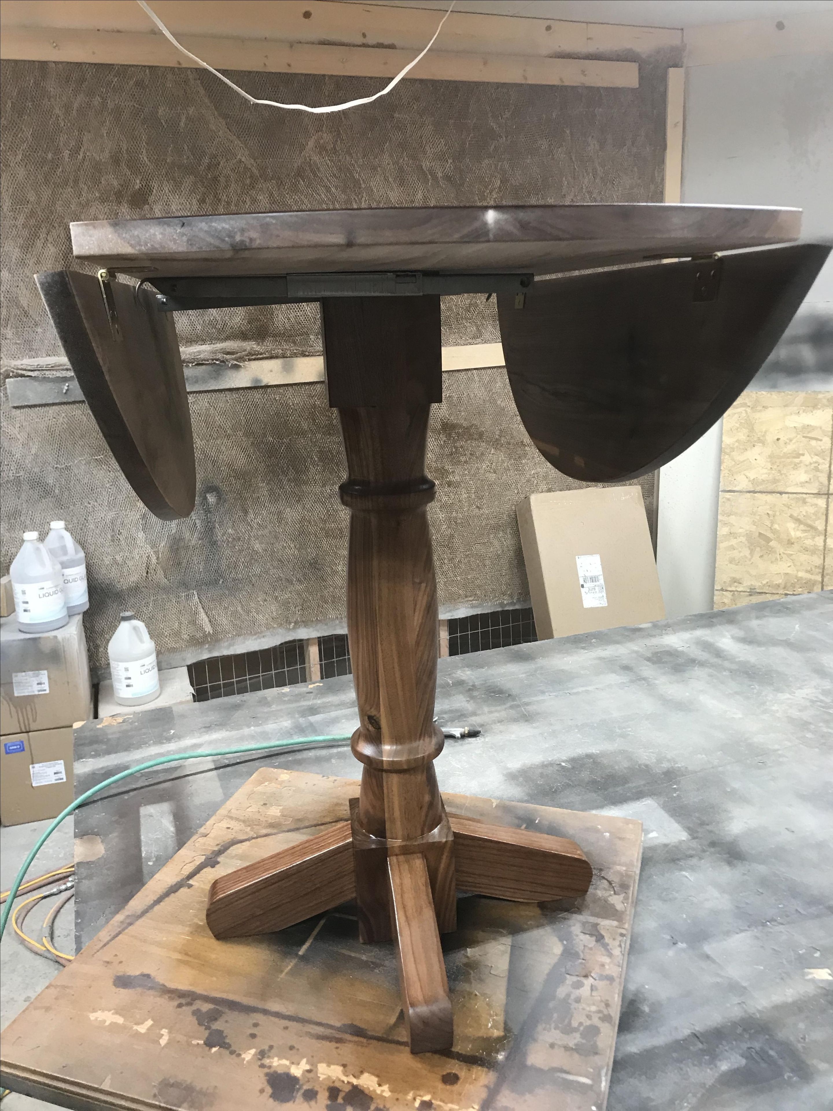 Round Walnut Drop Leaf Table 3
