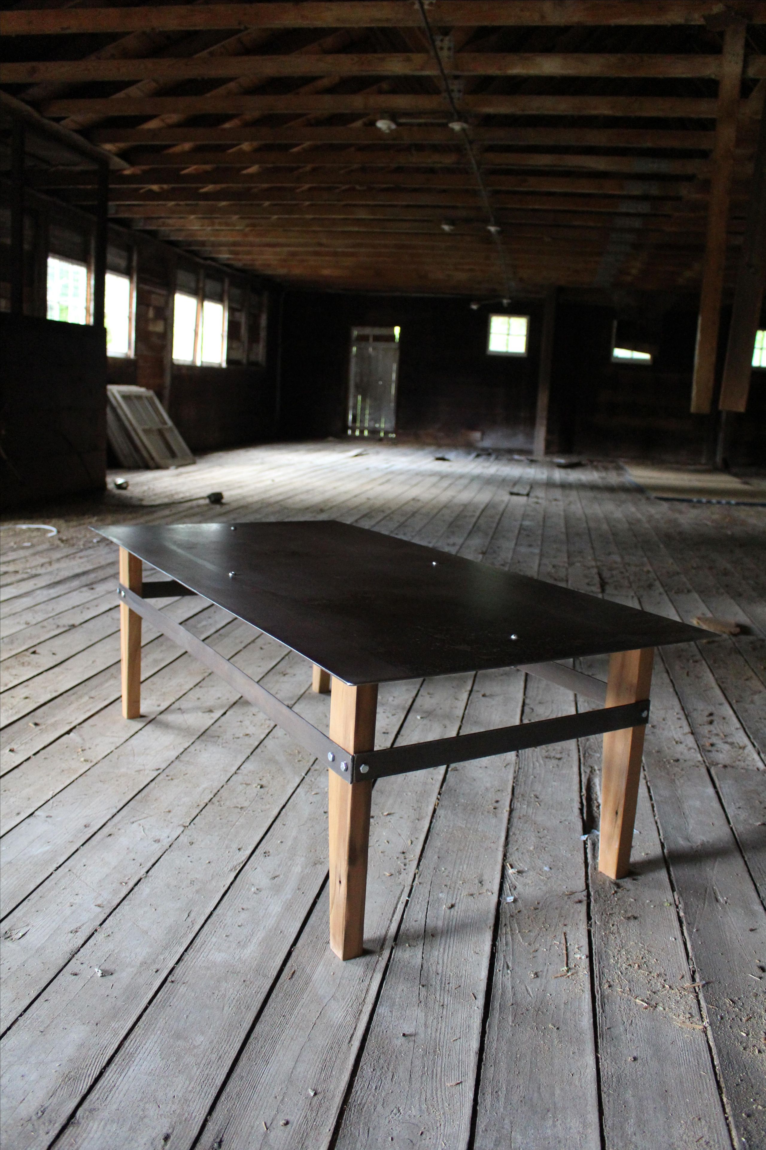 Reverse Reclaimed Wood And Steel Coffee Table