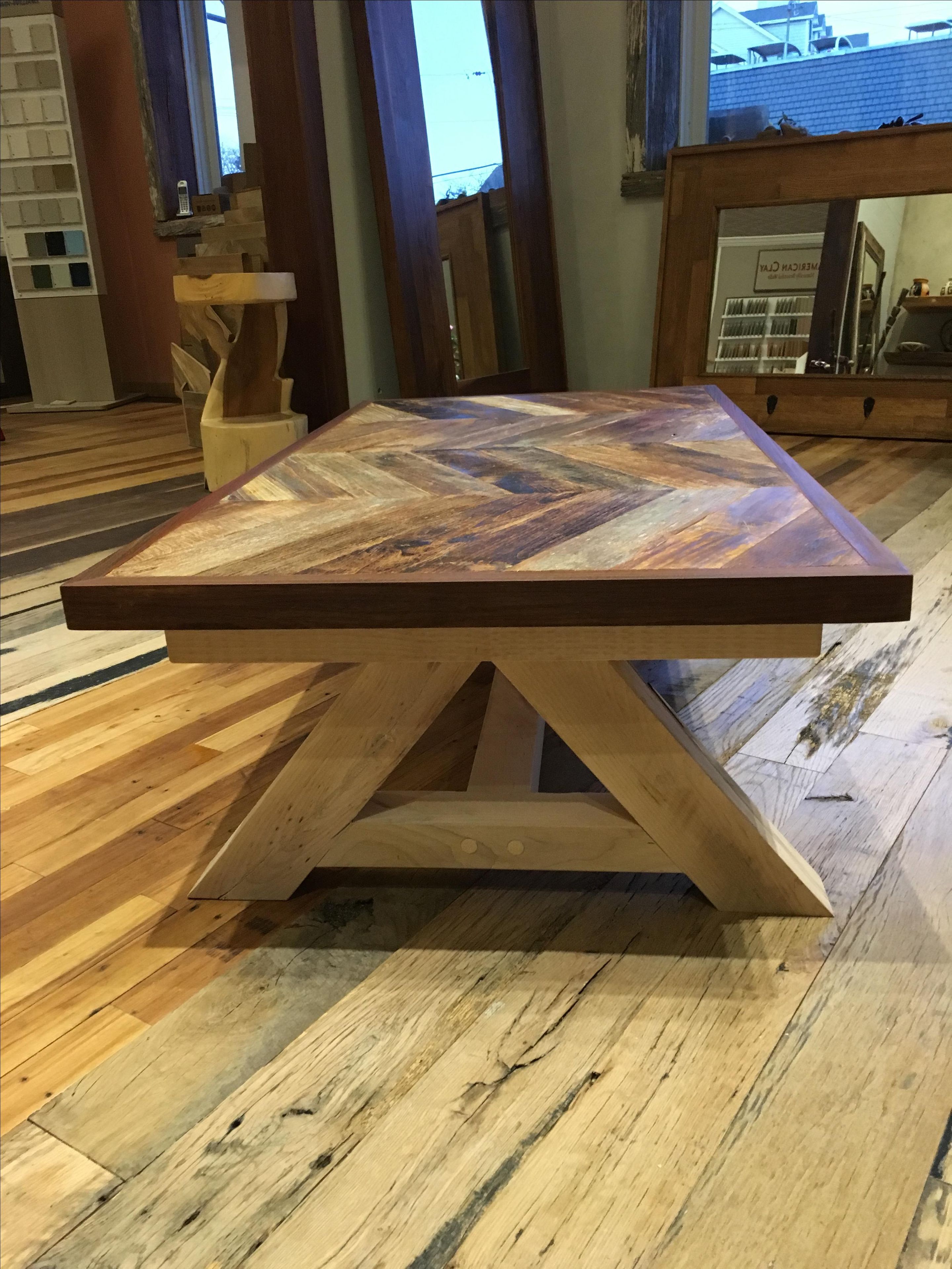 Reclaimed Chevron Teak Coffee Table 8