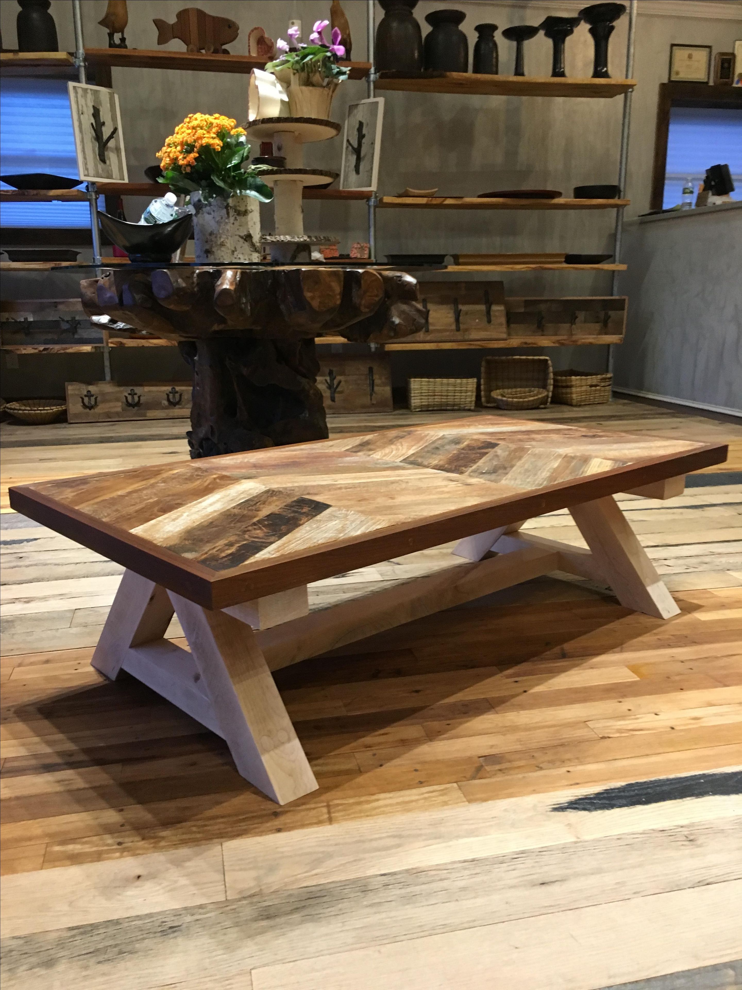 Reclaimed Chevron Teak Coffee Table 7