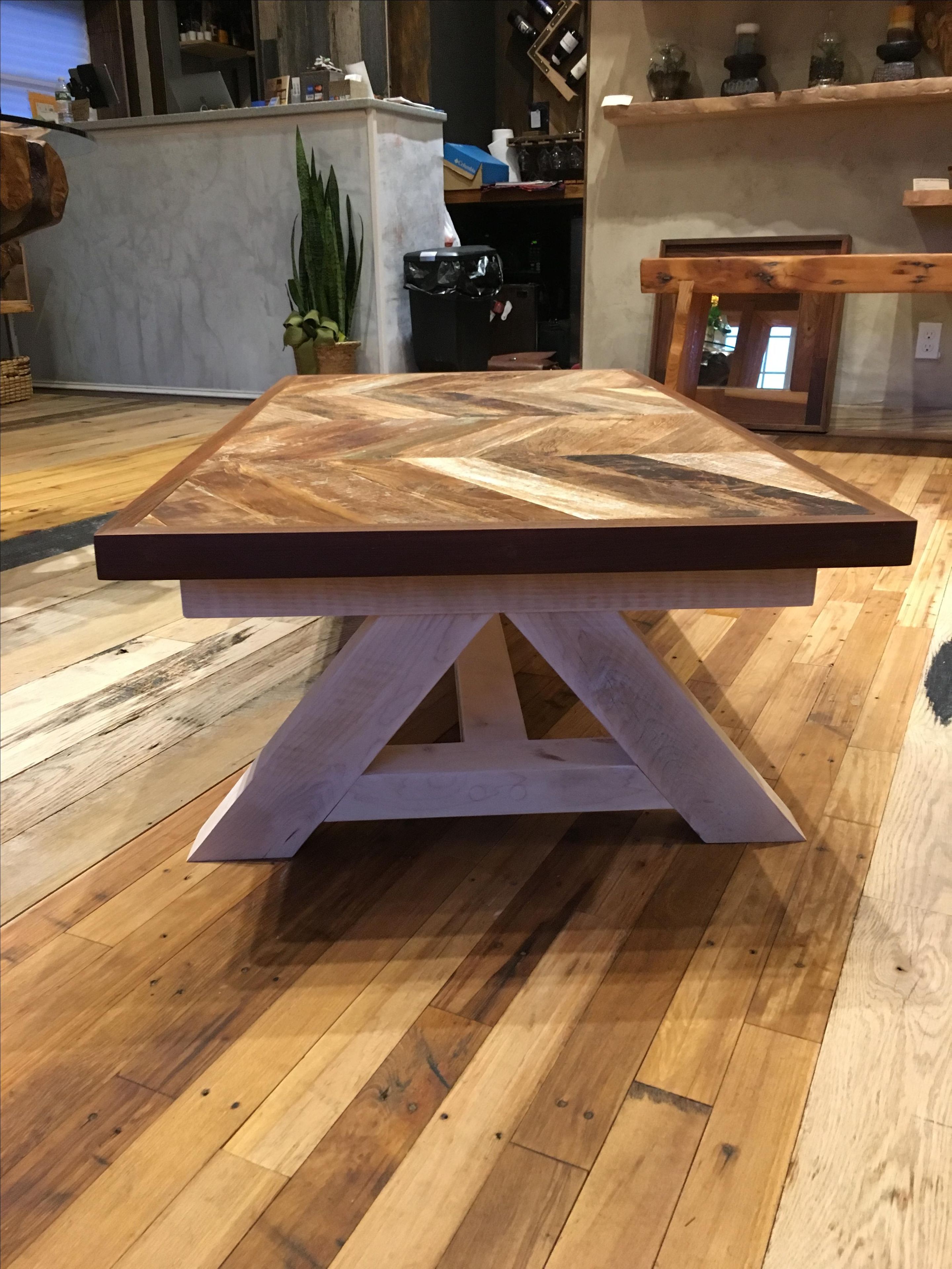 Reclaimed Chevron Teak Coffee Table 9