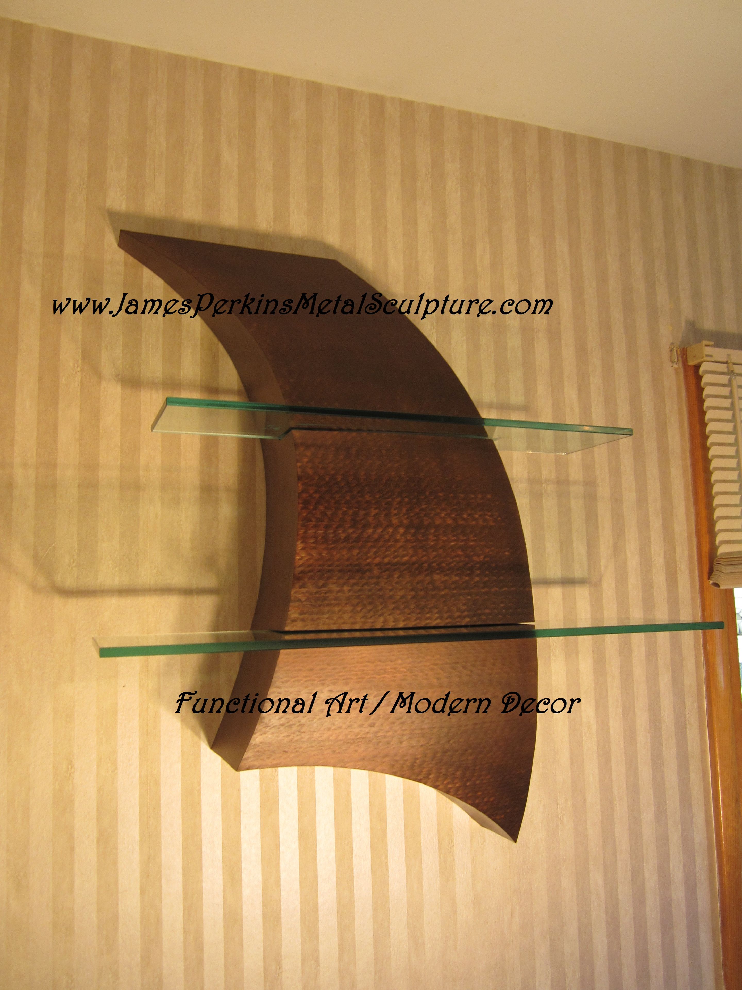 Metal Wall Art / Curves Decor / Steel Shelf Sculpture 2