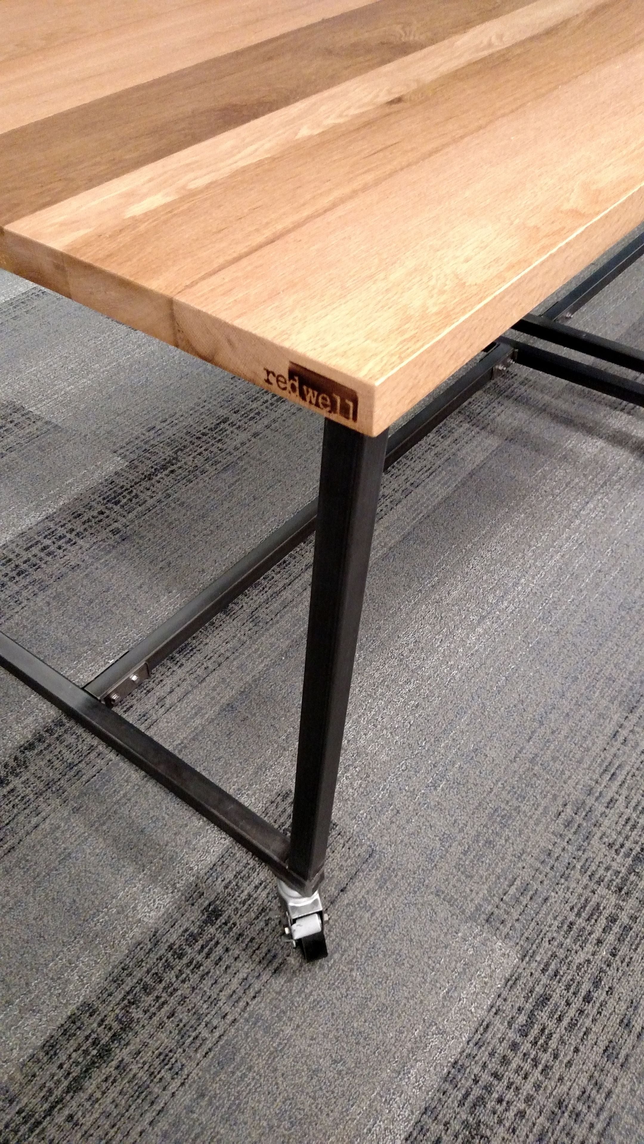Reclaimed Oak High-Top Work Table W/ Casters 4