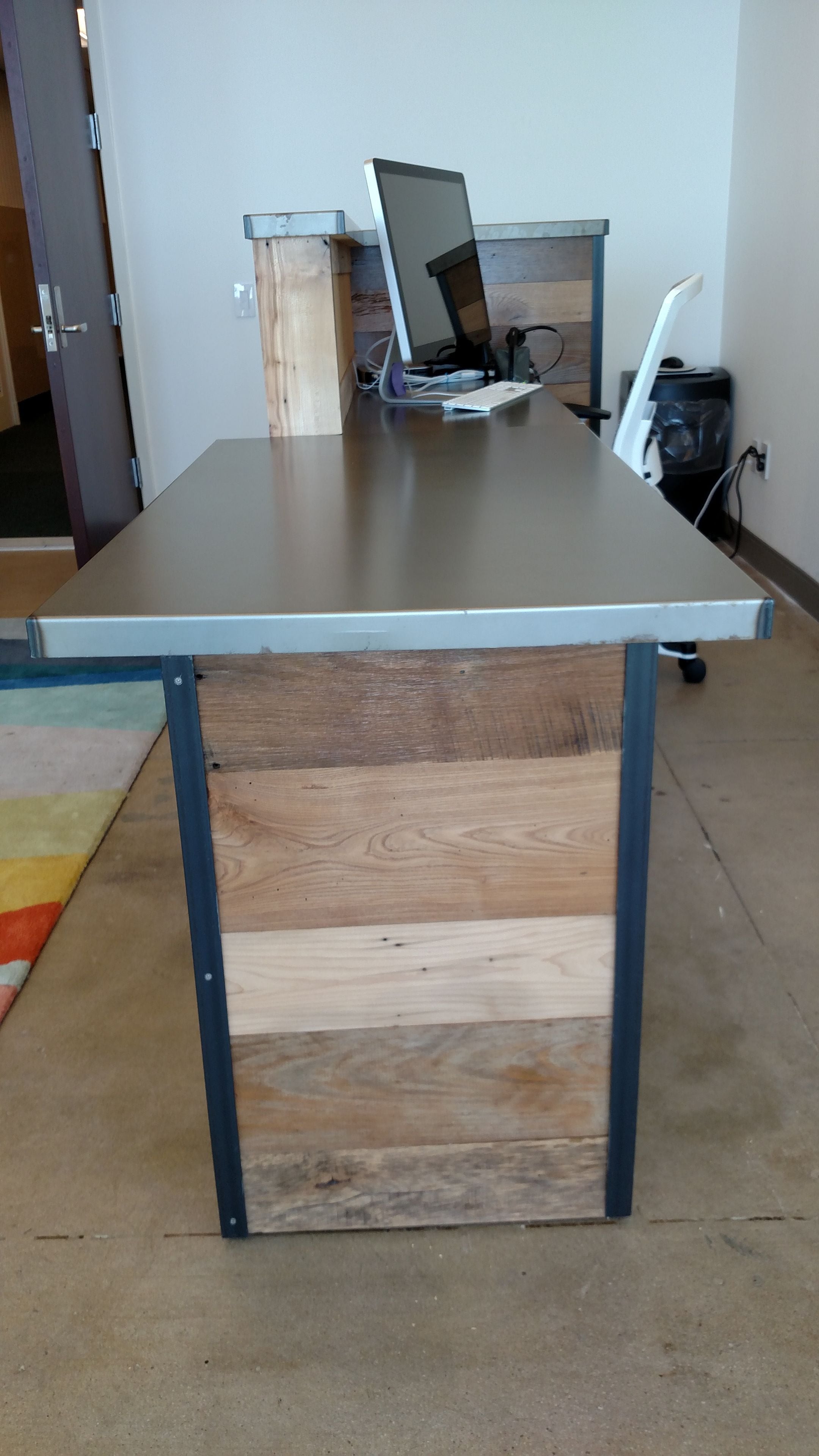 Reclaimed Wood/Steel Reception Desk 3
