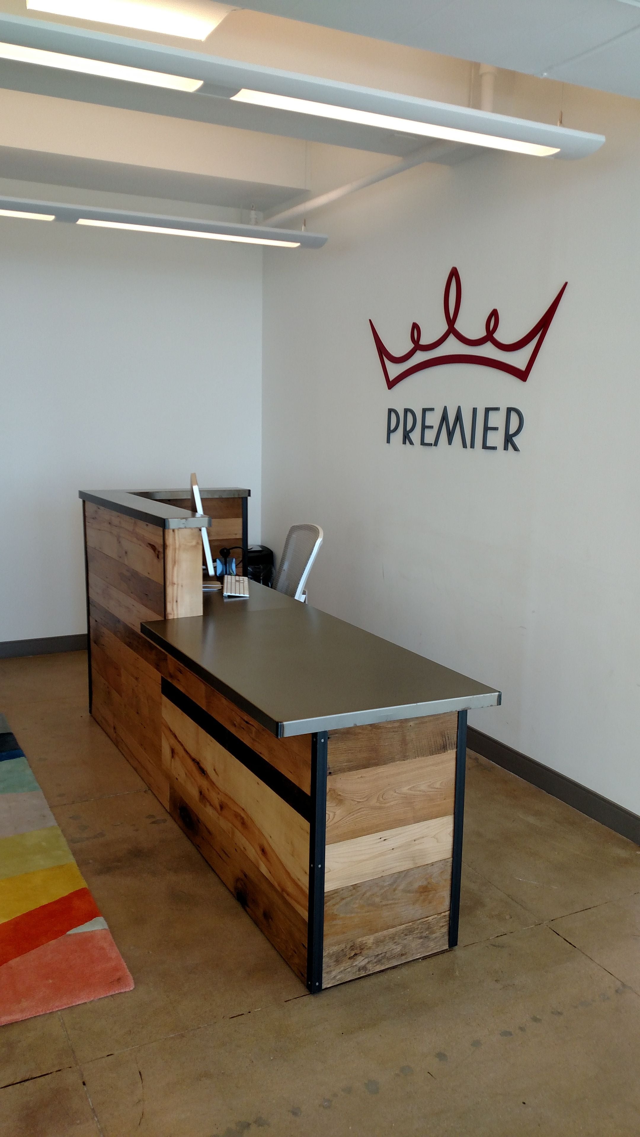 Reclaimed Wood/Steel Reception Desk 7