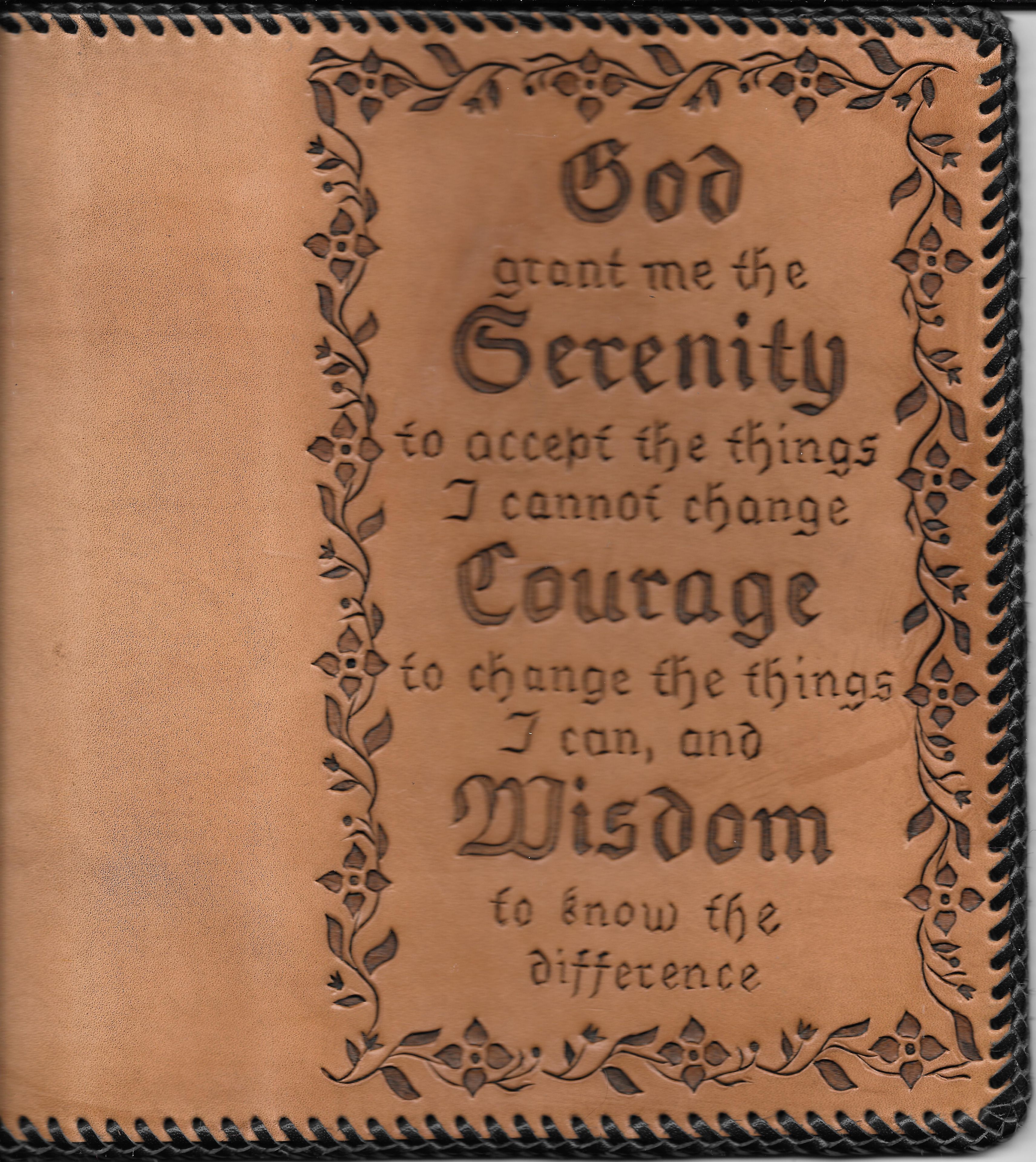 Leather Alcoholics Anonymous Big Book Cover With Serenity Prayer 4