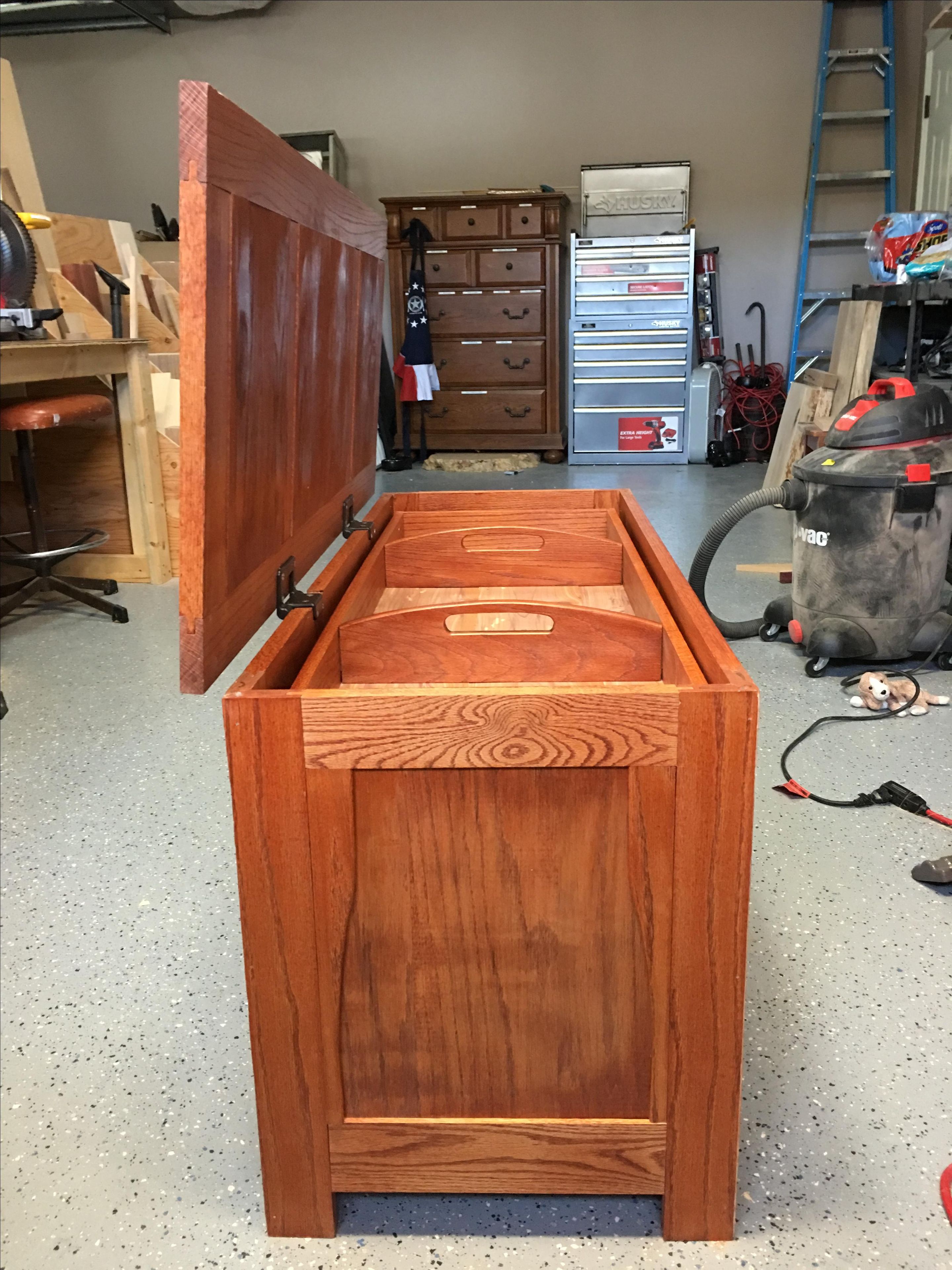 Solid Oak Cedar Chest W/ Removable Tray 3 