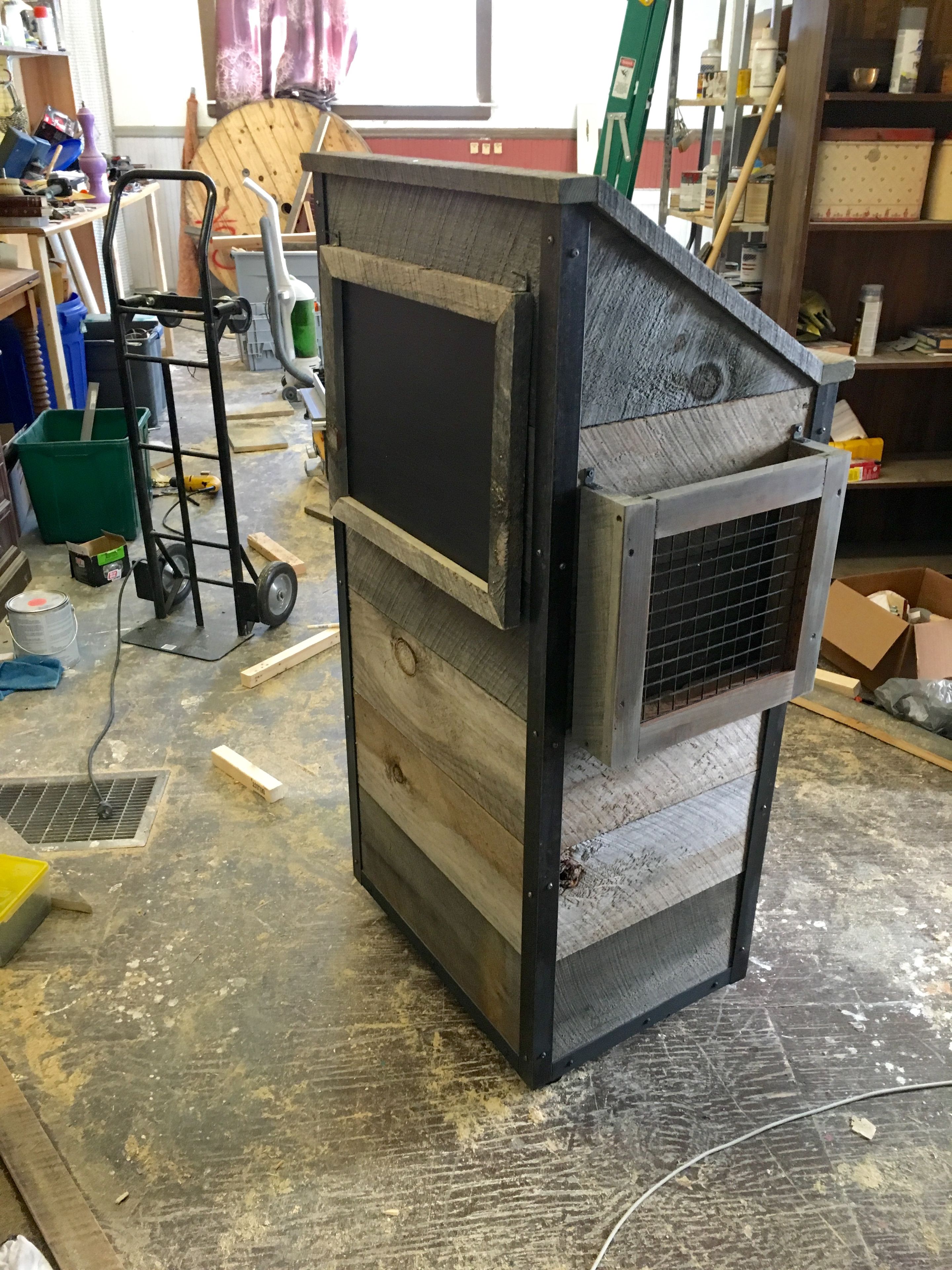 Rustic Industrial Hostess / Host / Wait Staff Station / Stand / Reception Desk In Weathered Grey 4