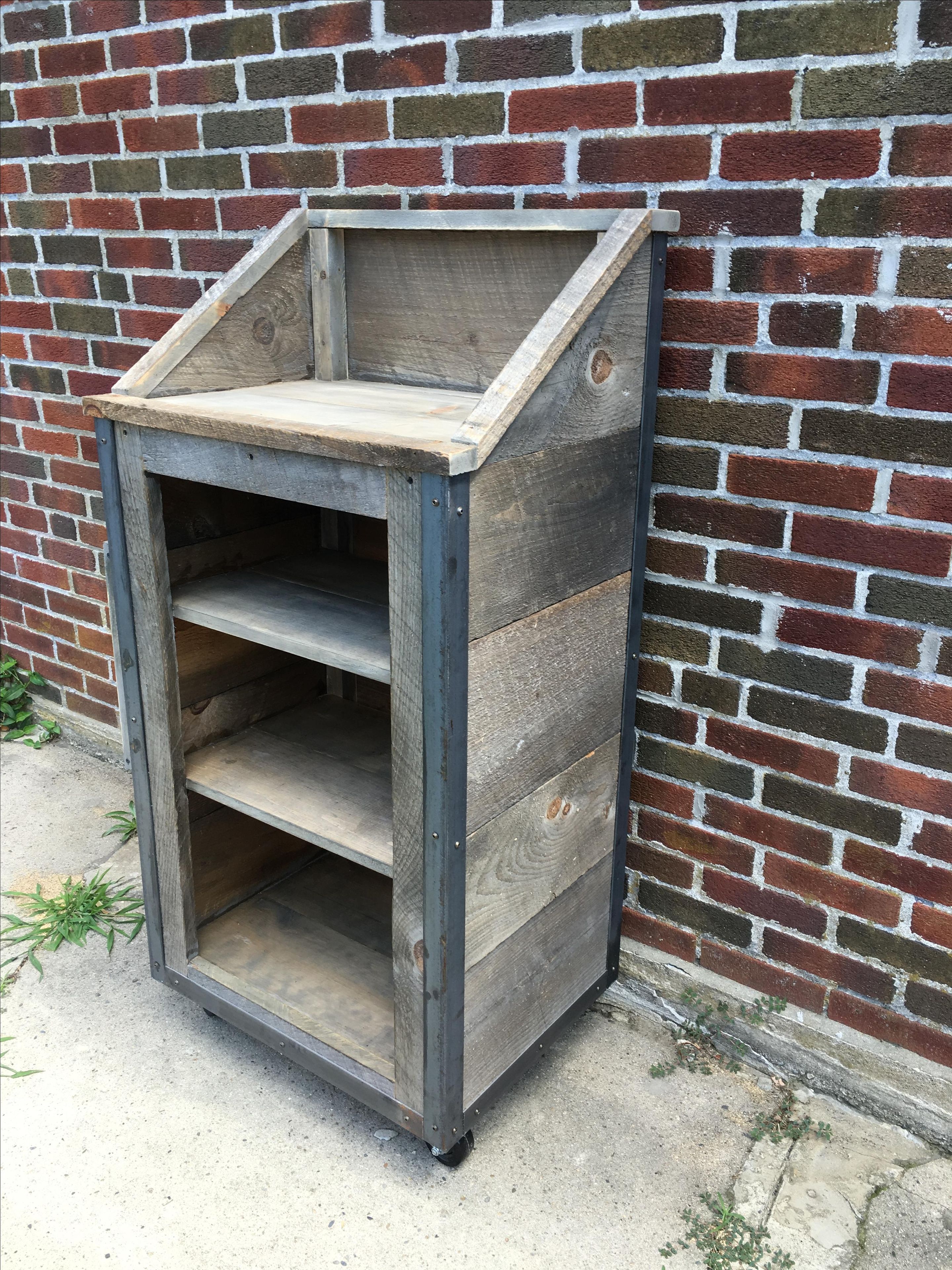Rustic Industrial Hostess / Host / Wait Staff Station / Stand / Reception Desk In Weathered Grey 2