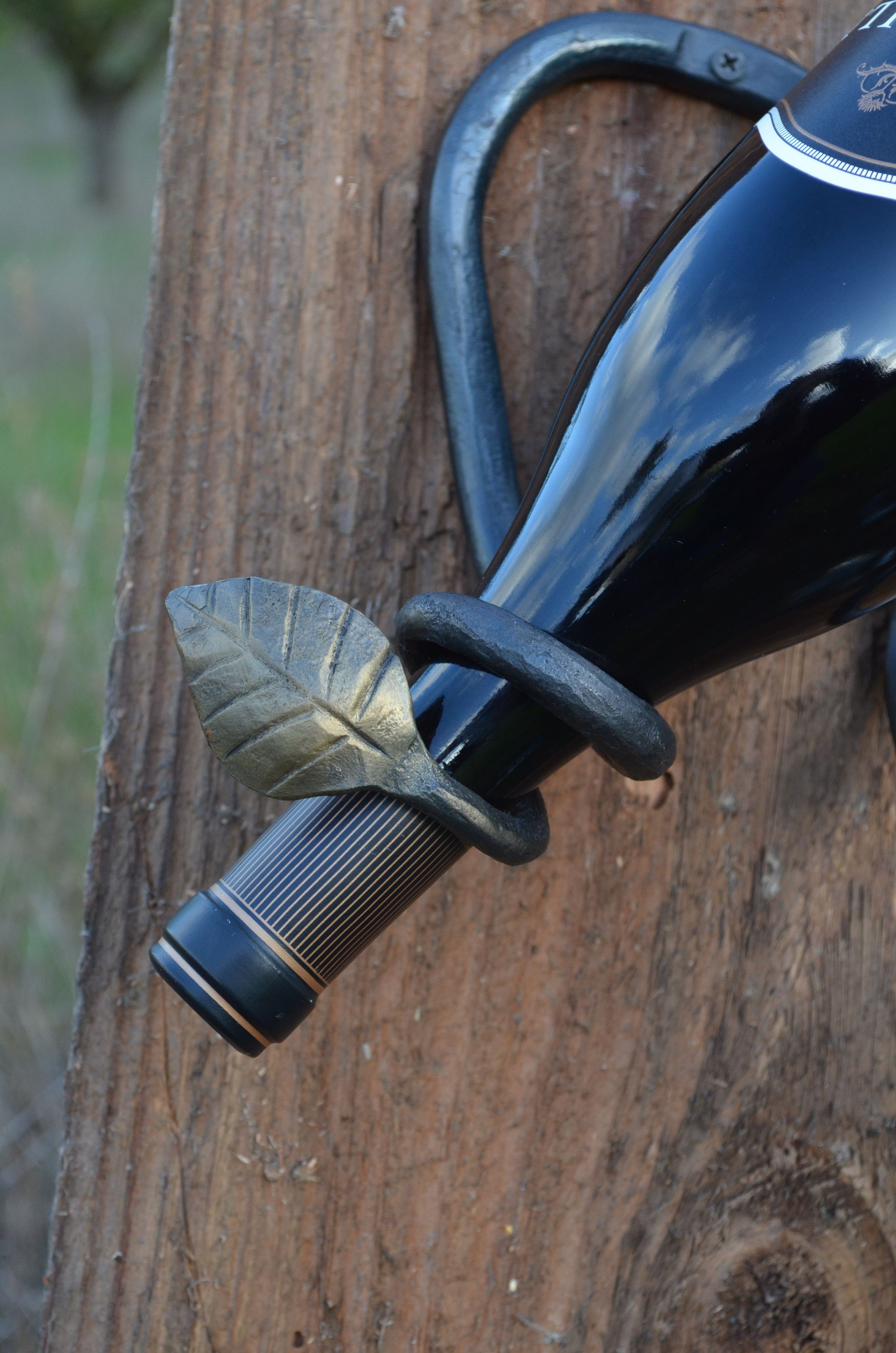 Leaf End Wall Mounted Bottle And Glass Holder 2