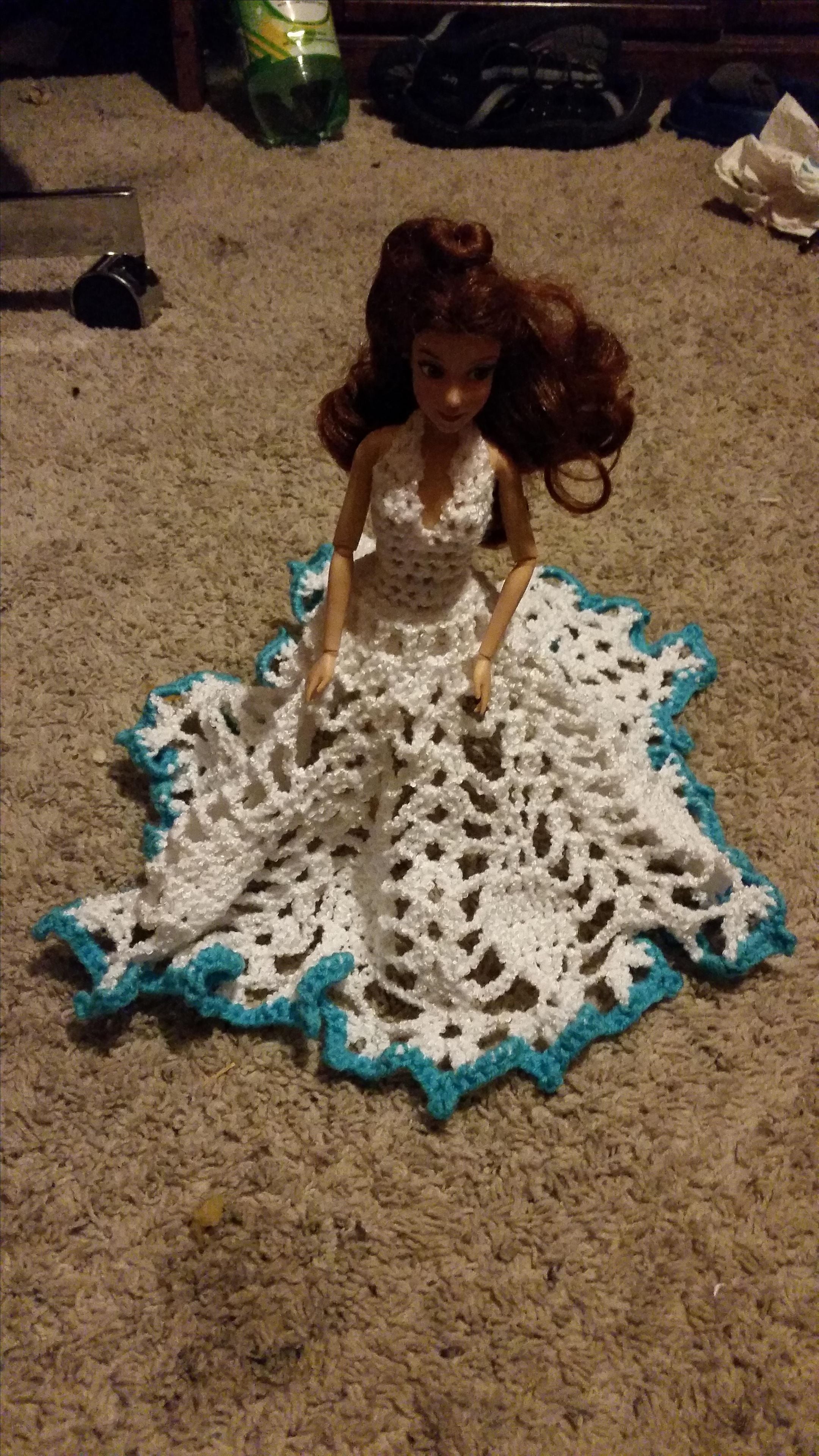 Elegant, Modern Crochet Barbie Wedding Gown