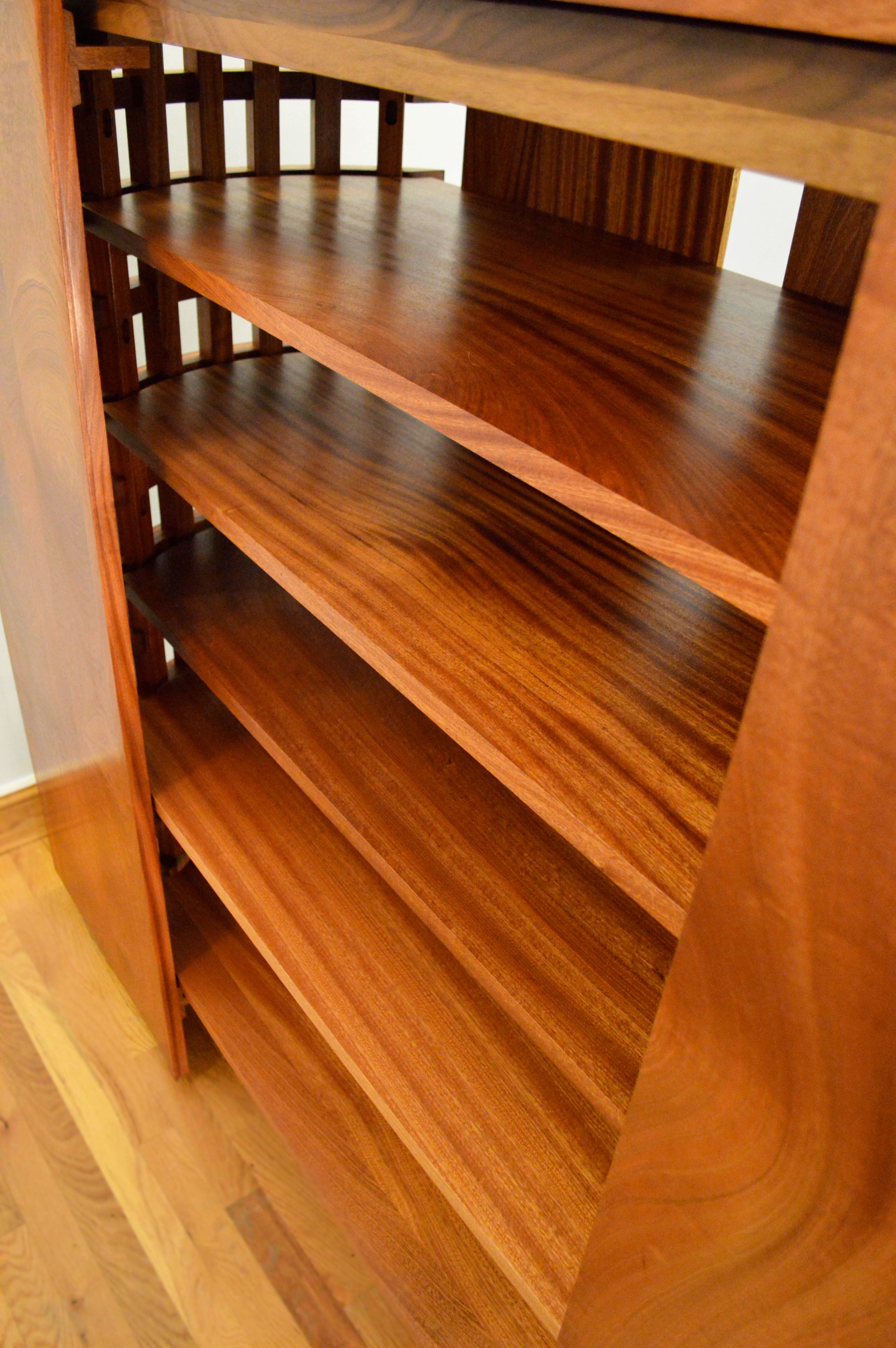 Stereo Cabinet Featuring Bent African Ribbon Sapele 6 