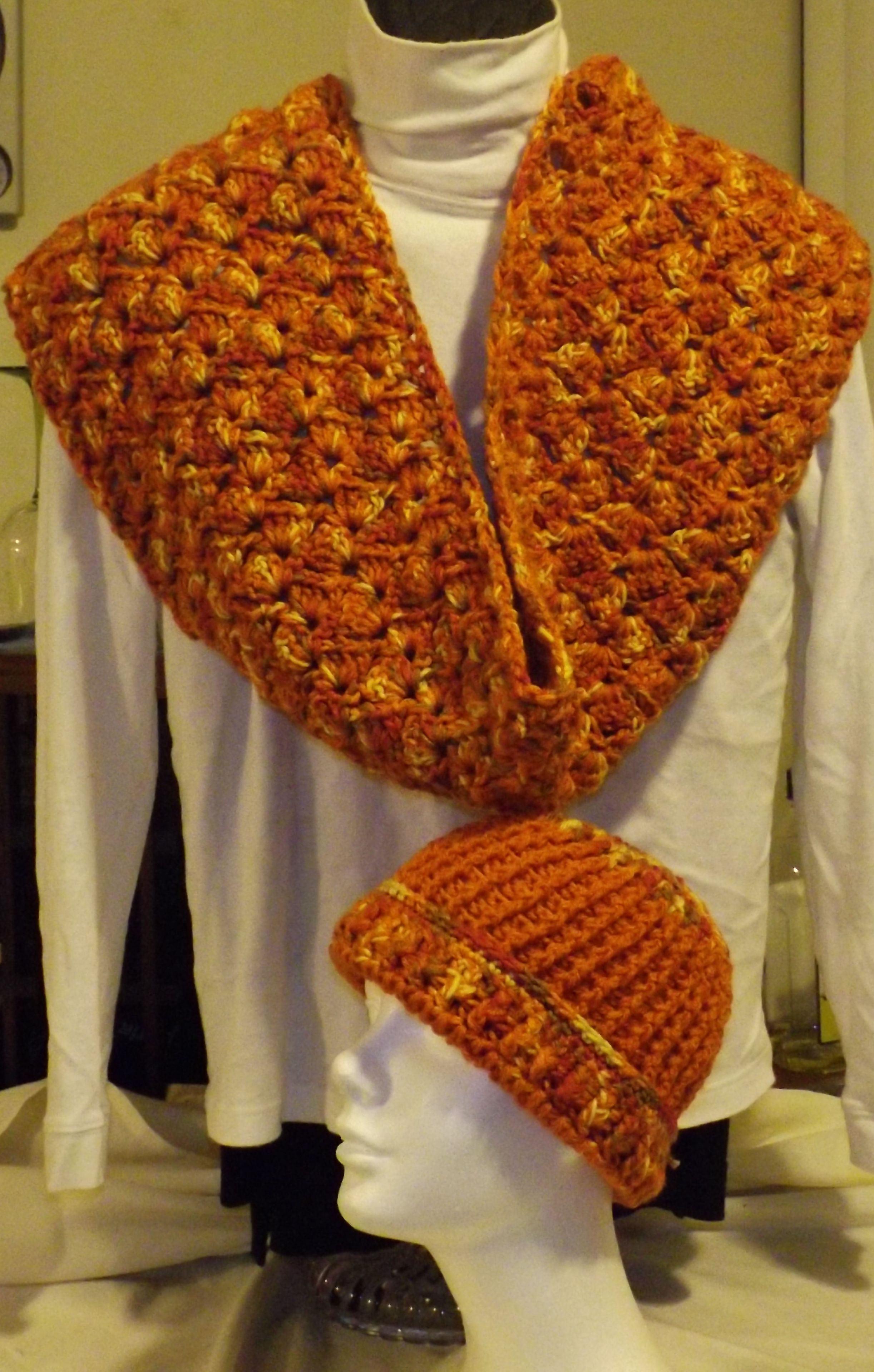 Crochet Burned Orange Infinty Hat And Scarf 4