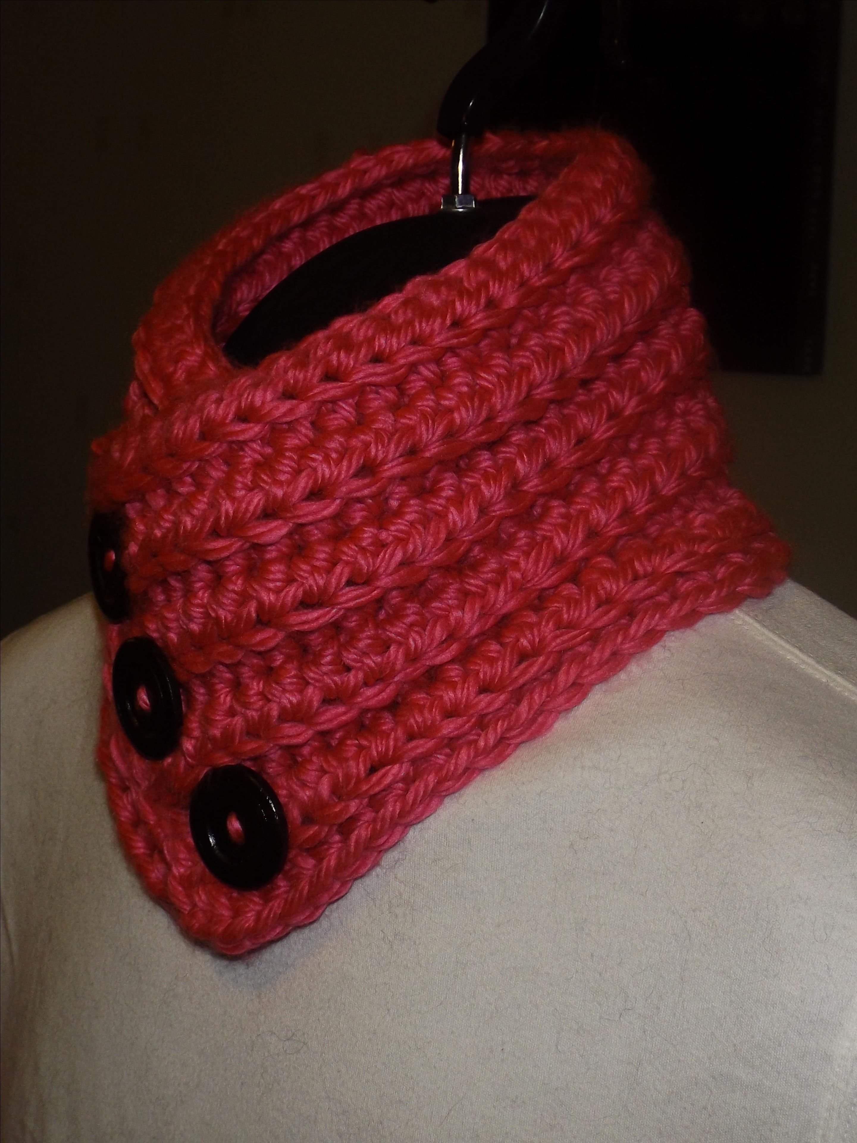 Pink Button Neck Warmer 2 