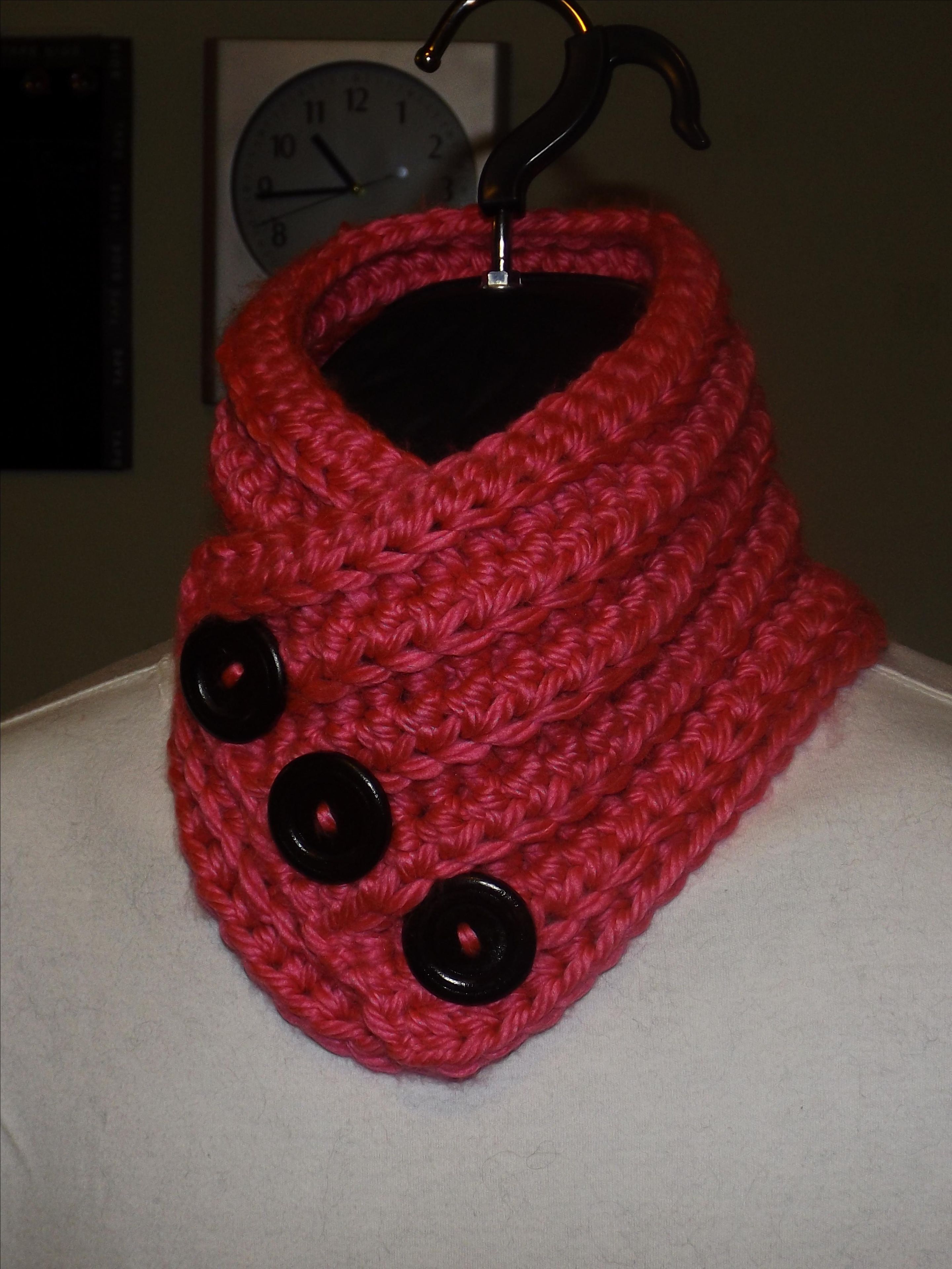 Pink Button Neck Warmer 4 