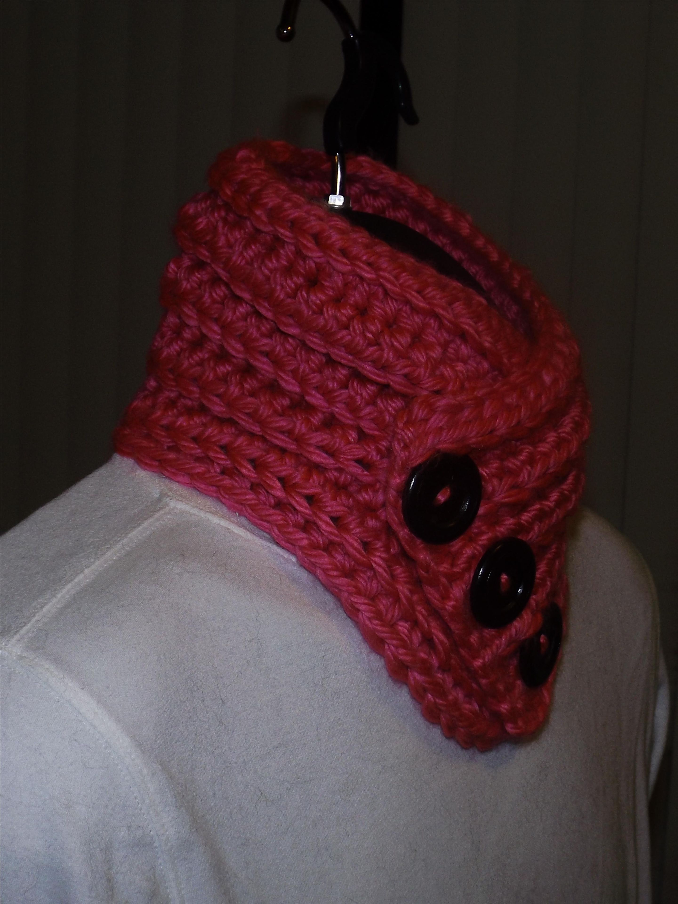 Pink Button Neck Warmer 7 