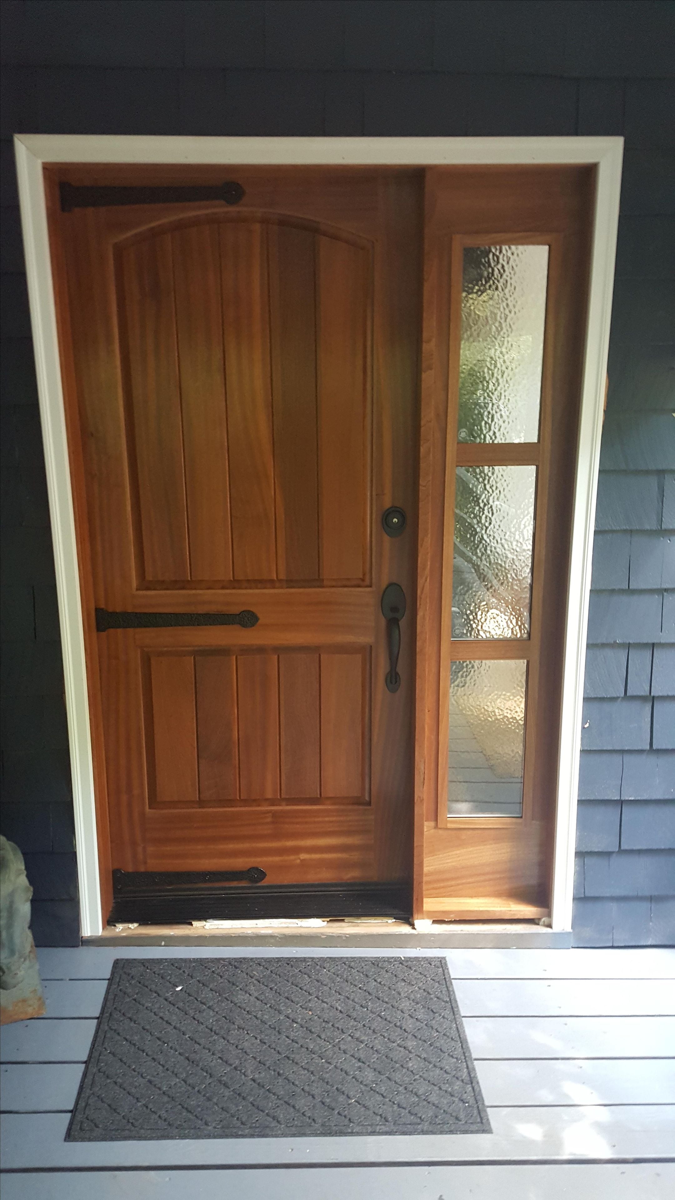 Sapele Exterior Door With Triple Glass Sidelight 1