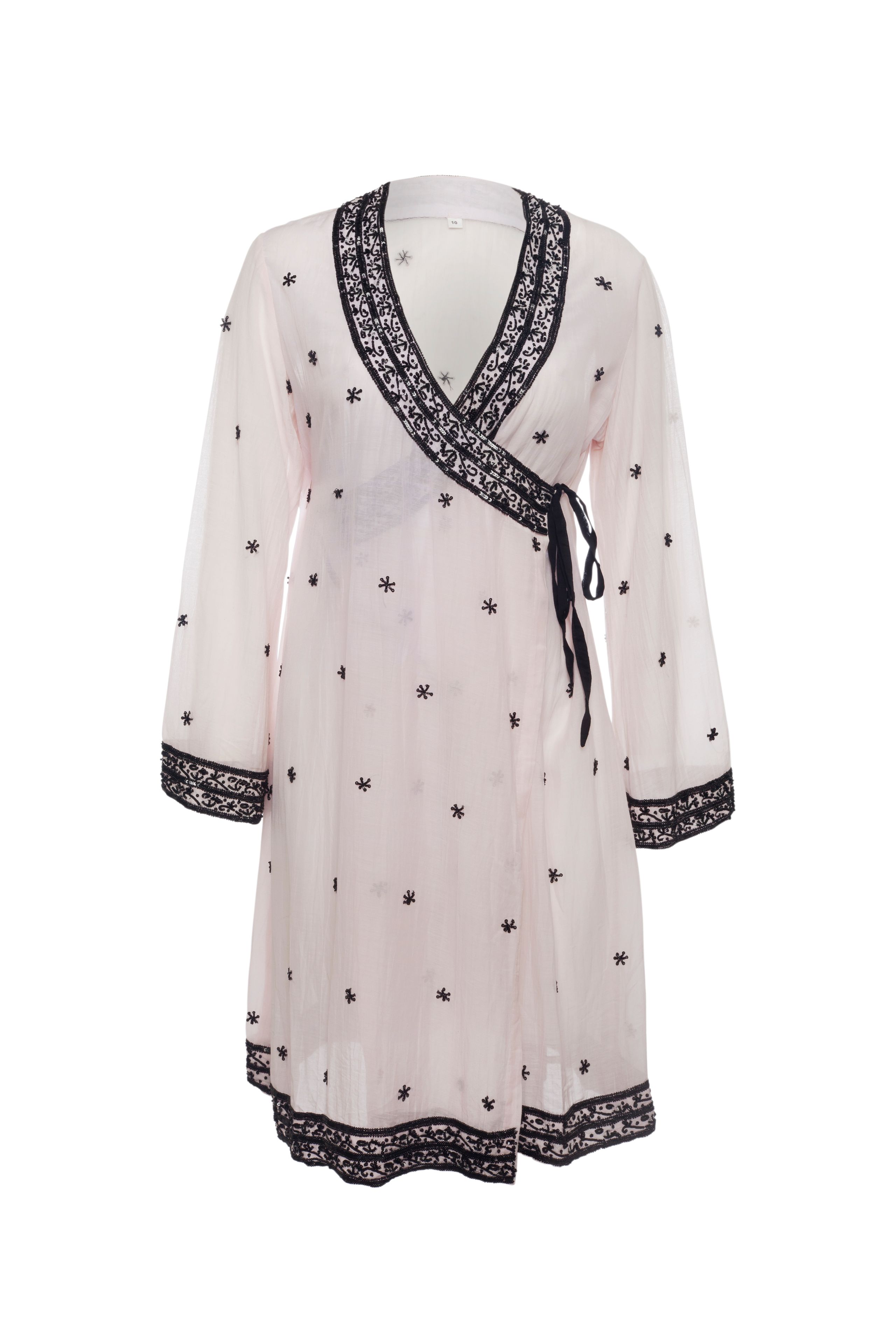 Embroidered Cotton Silk Wrap Dress 2 
