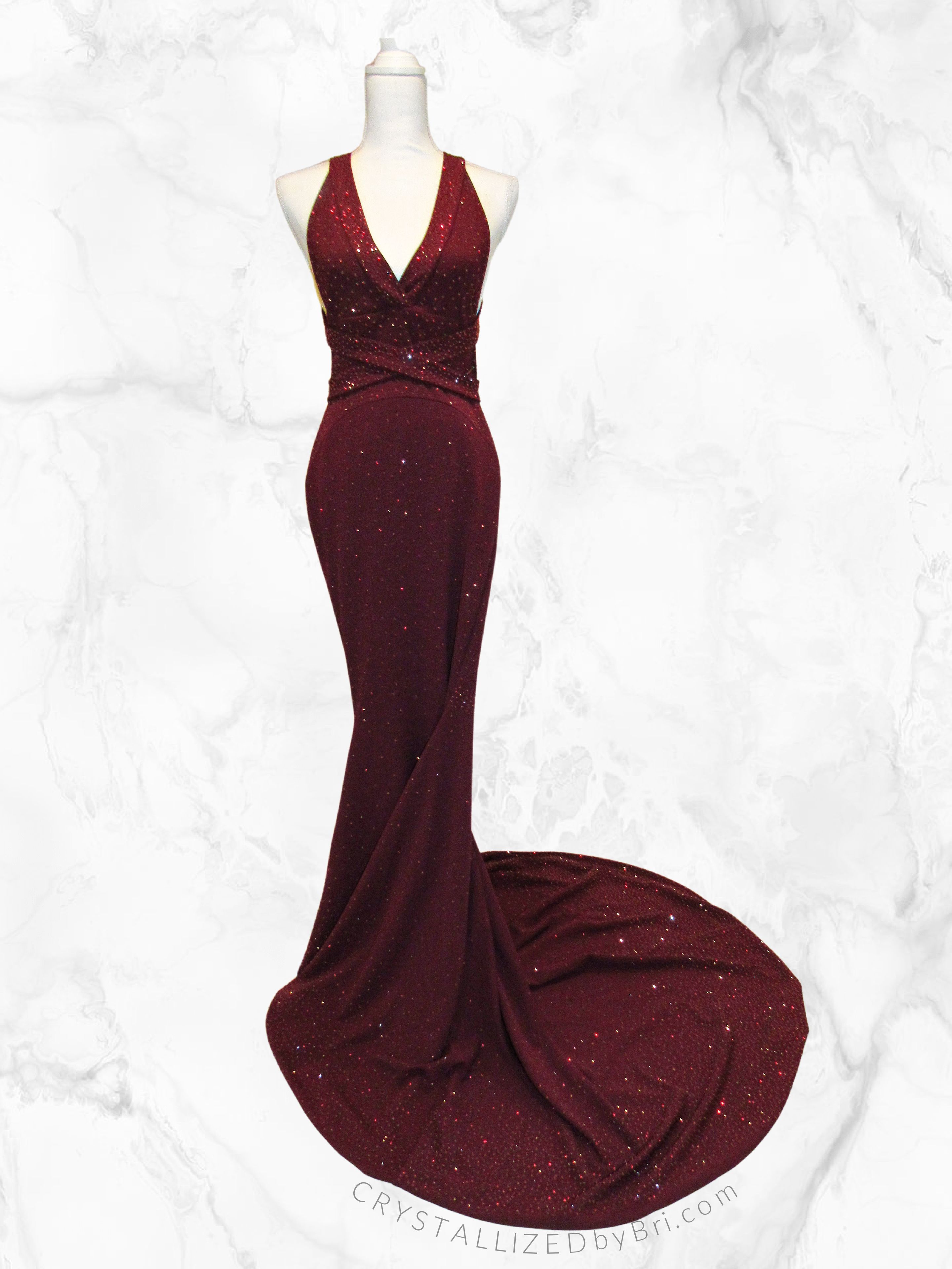 Custom Crystallized Evening Gown Formal Prom Dress Wedding Attire Bling European Crystals Bedazzled