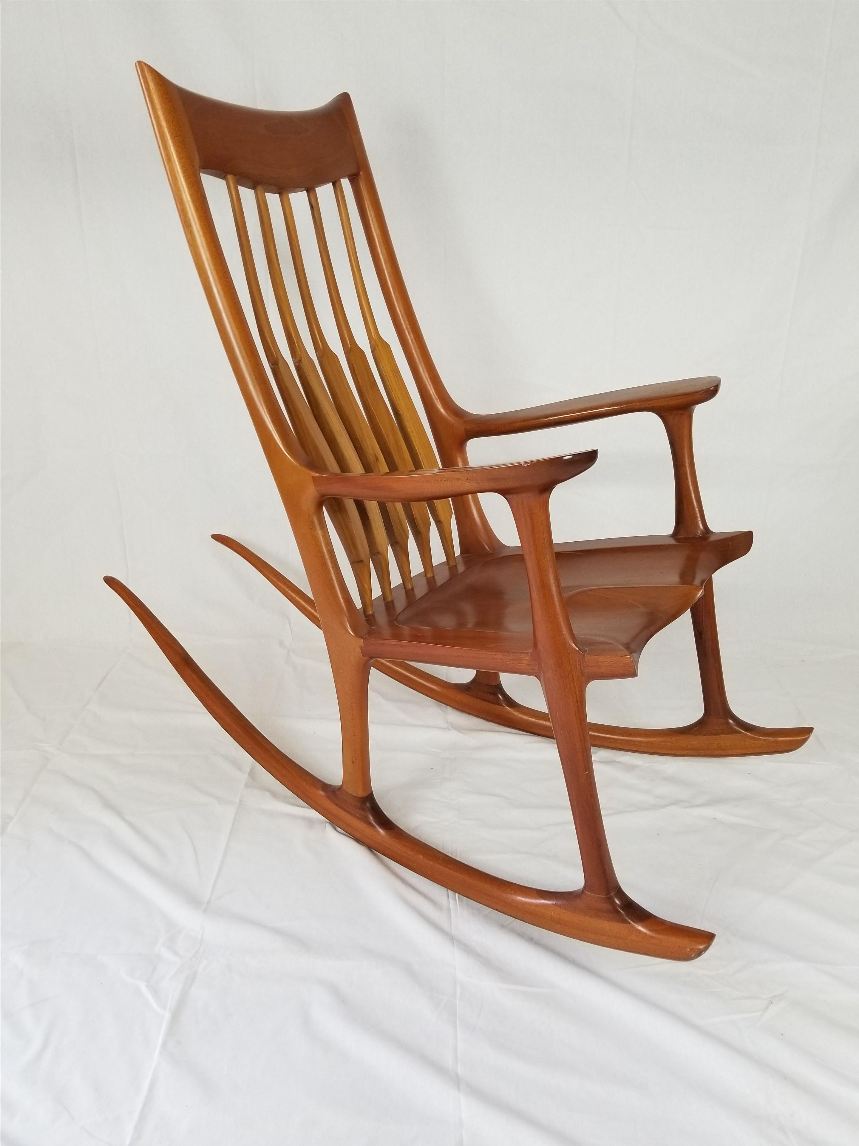 Solid Wood Sculpted Rocking Chair 5 