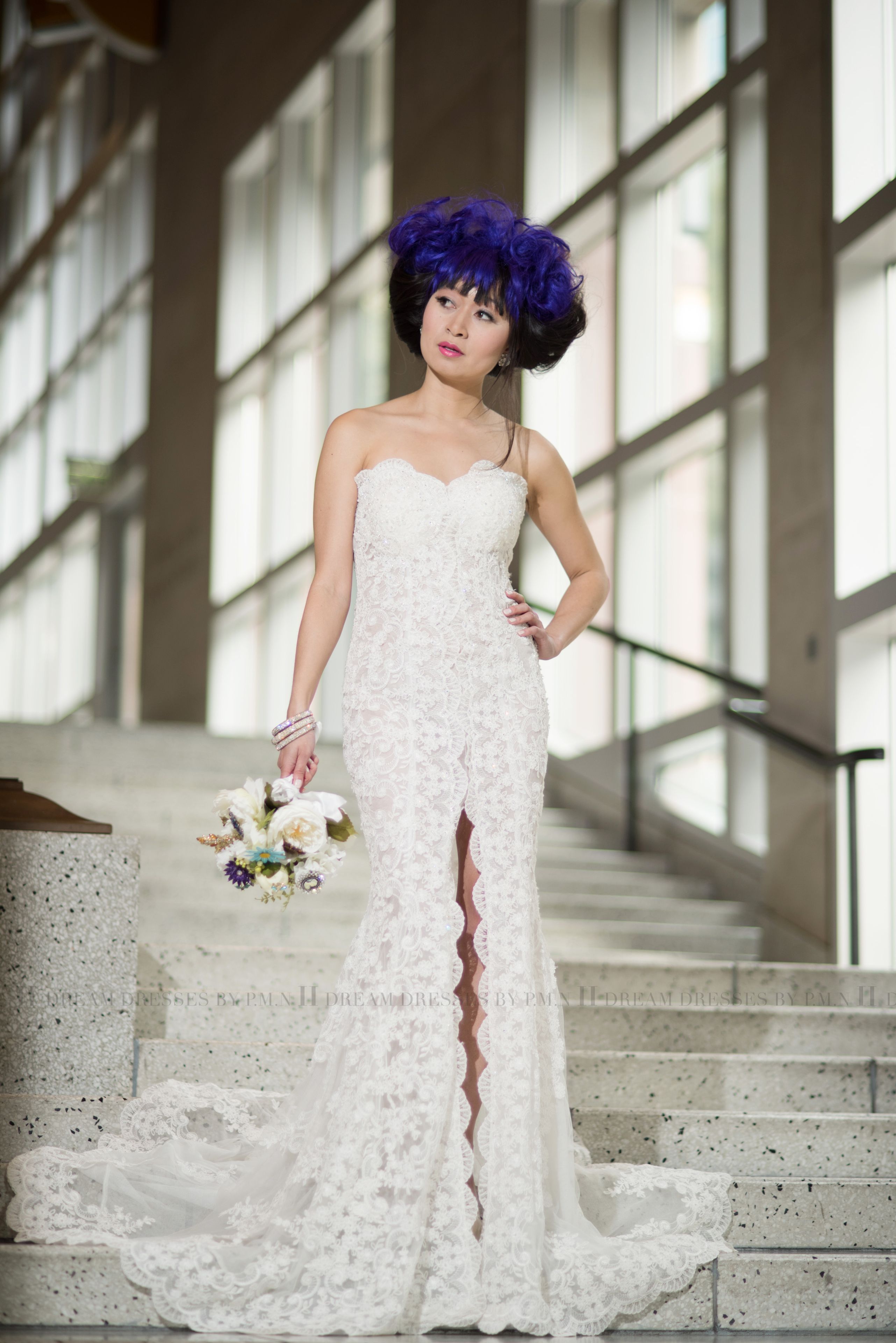 Custom Made Couture Split Fit-N-Flare Wedding Dress-Sheer Back (Style # Juliet Pb137)-Made To Order 6 