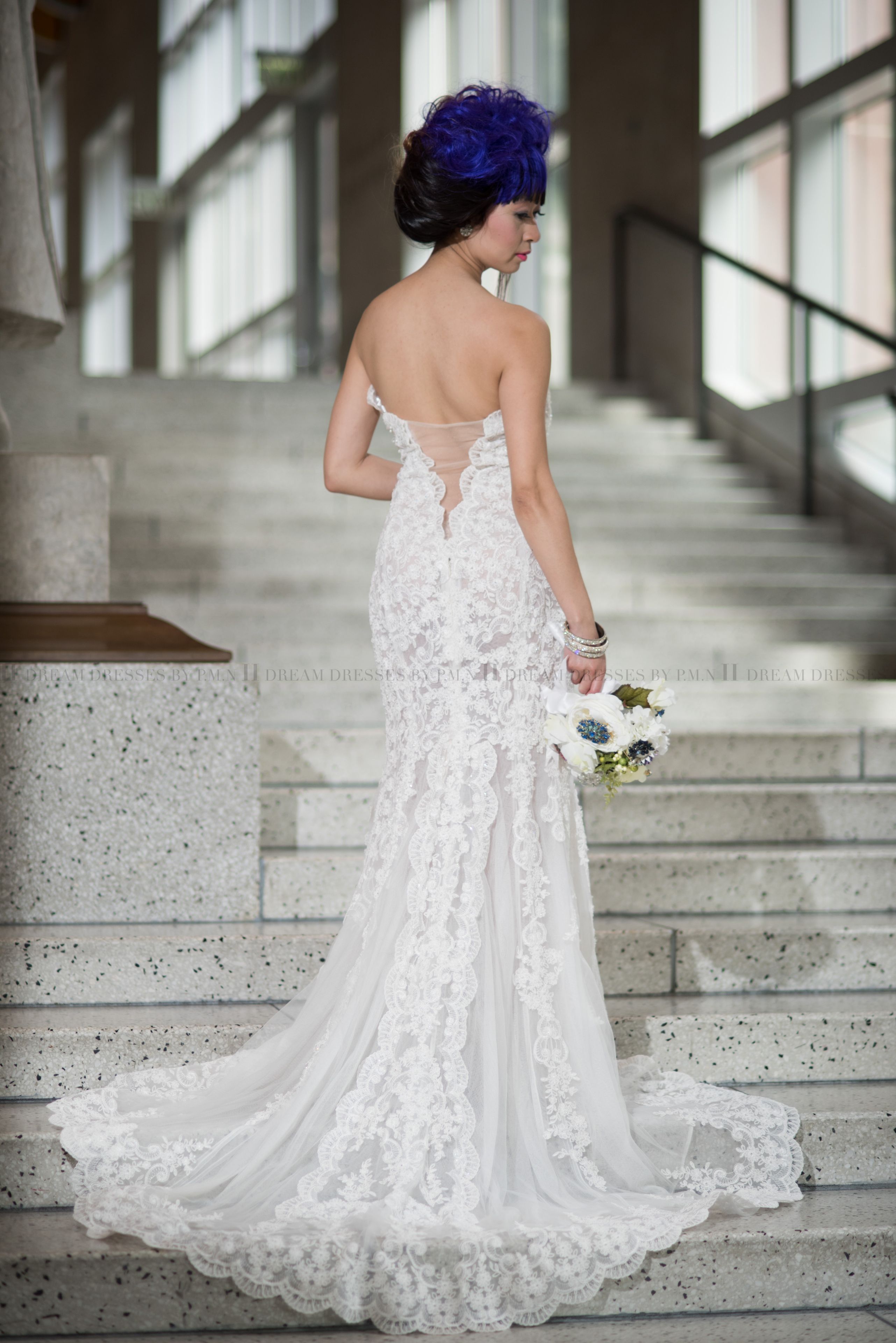 Custom Made Couture Split Fit-N-Flare Wedding Dress-Sheer Back (Style # Juliet Pb137)-Made To Order 2 
