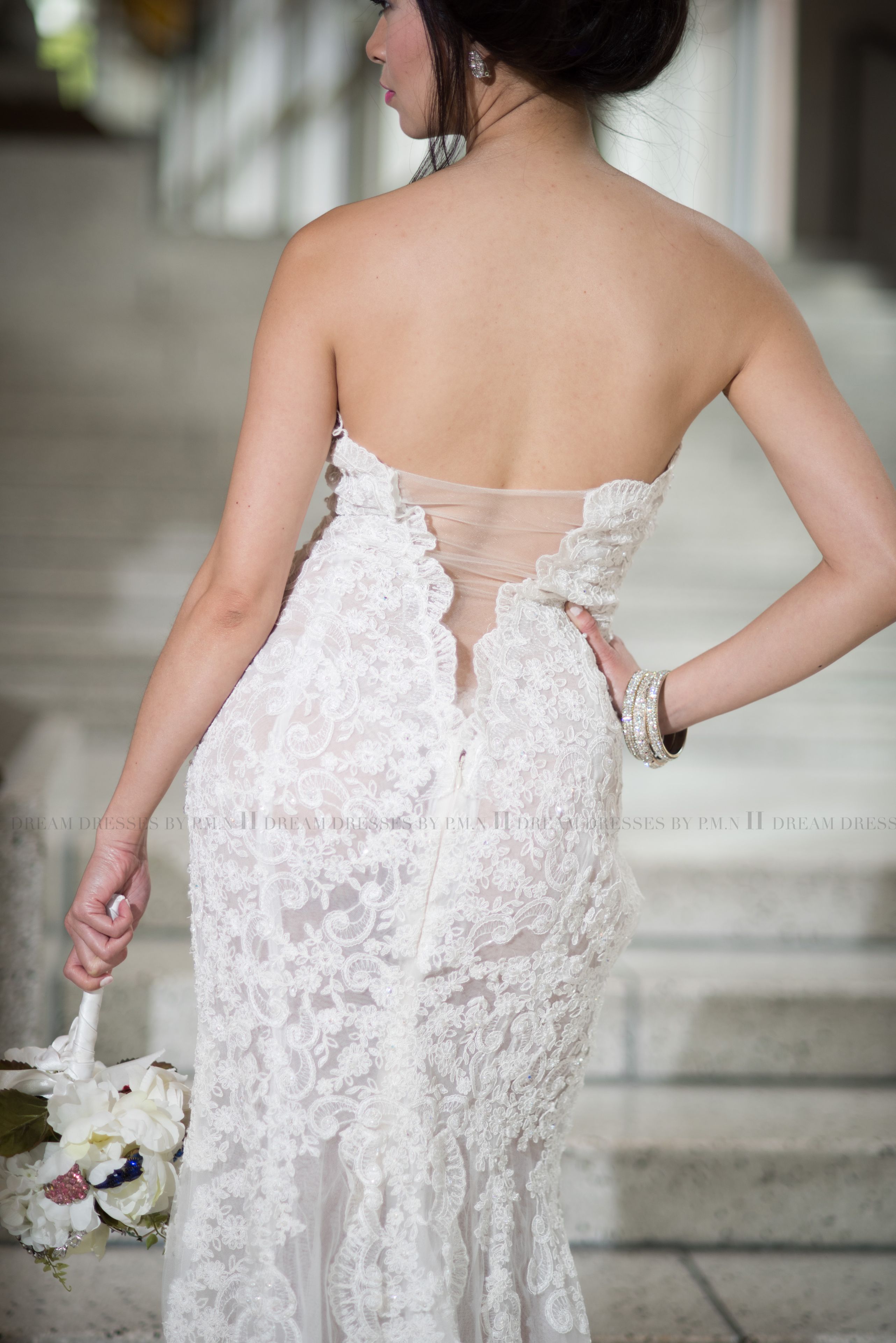 Custom Made Couture Split Fit-N-Flare Wedding Dress-Sheer Back (Style # Juliet Pb137)-Made To Order 4 