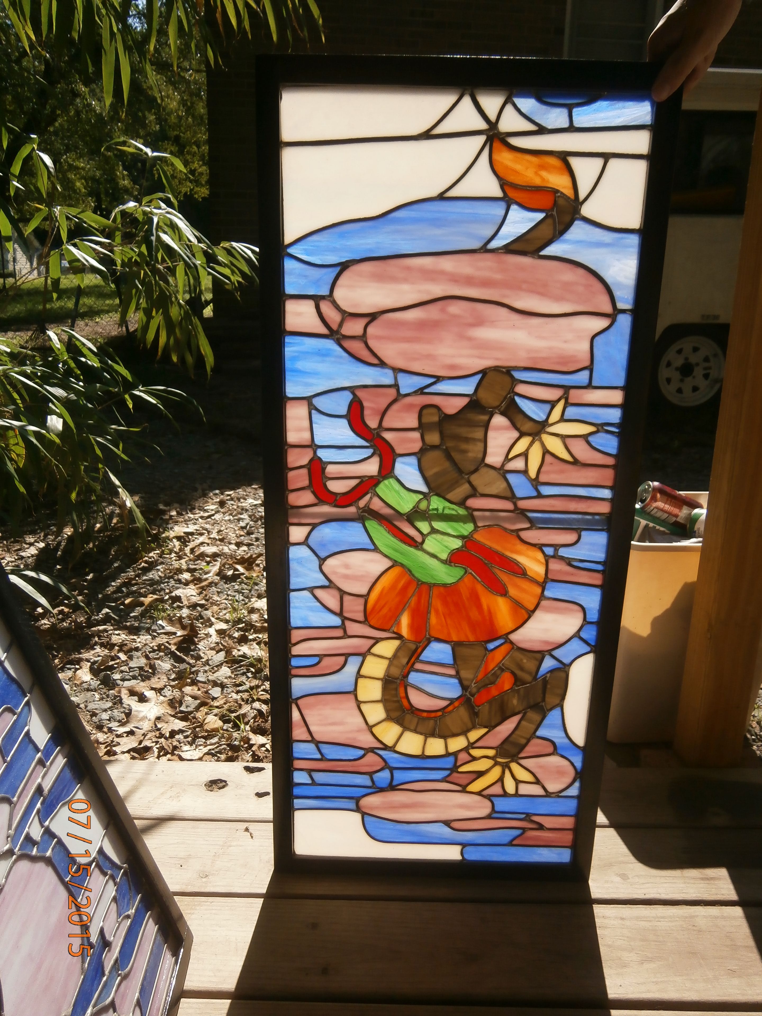 Four Panels Stained Glass Room Screen By July 30 2