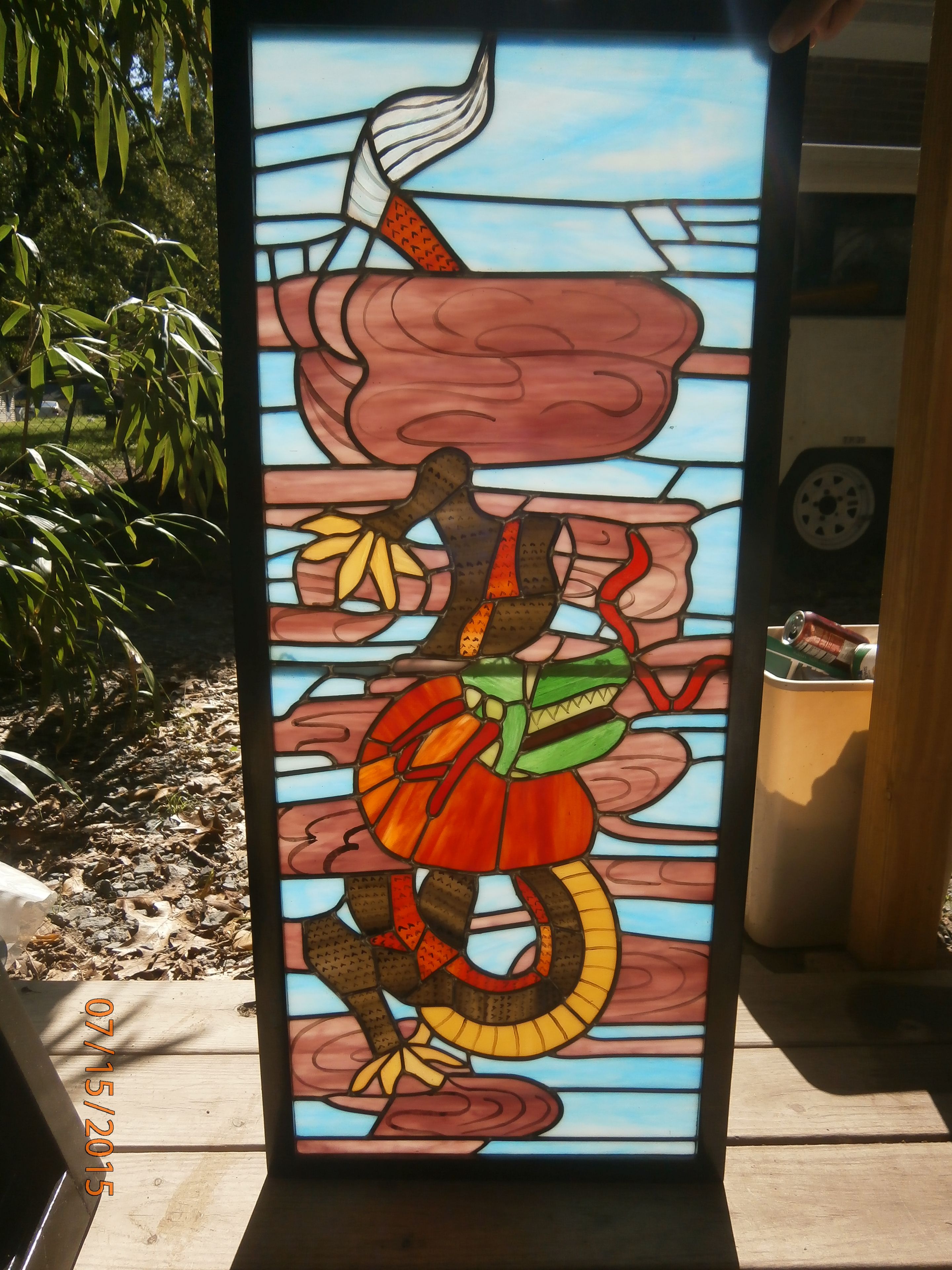 Four Panels Stained Glass Room Screen By July 30 5