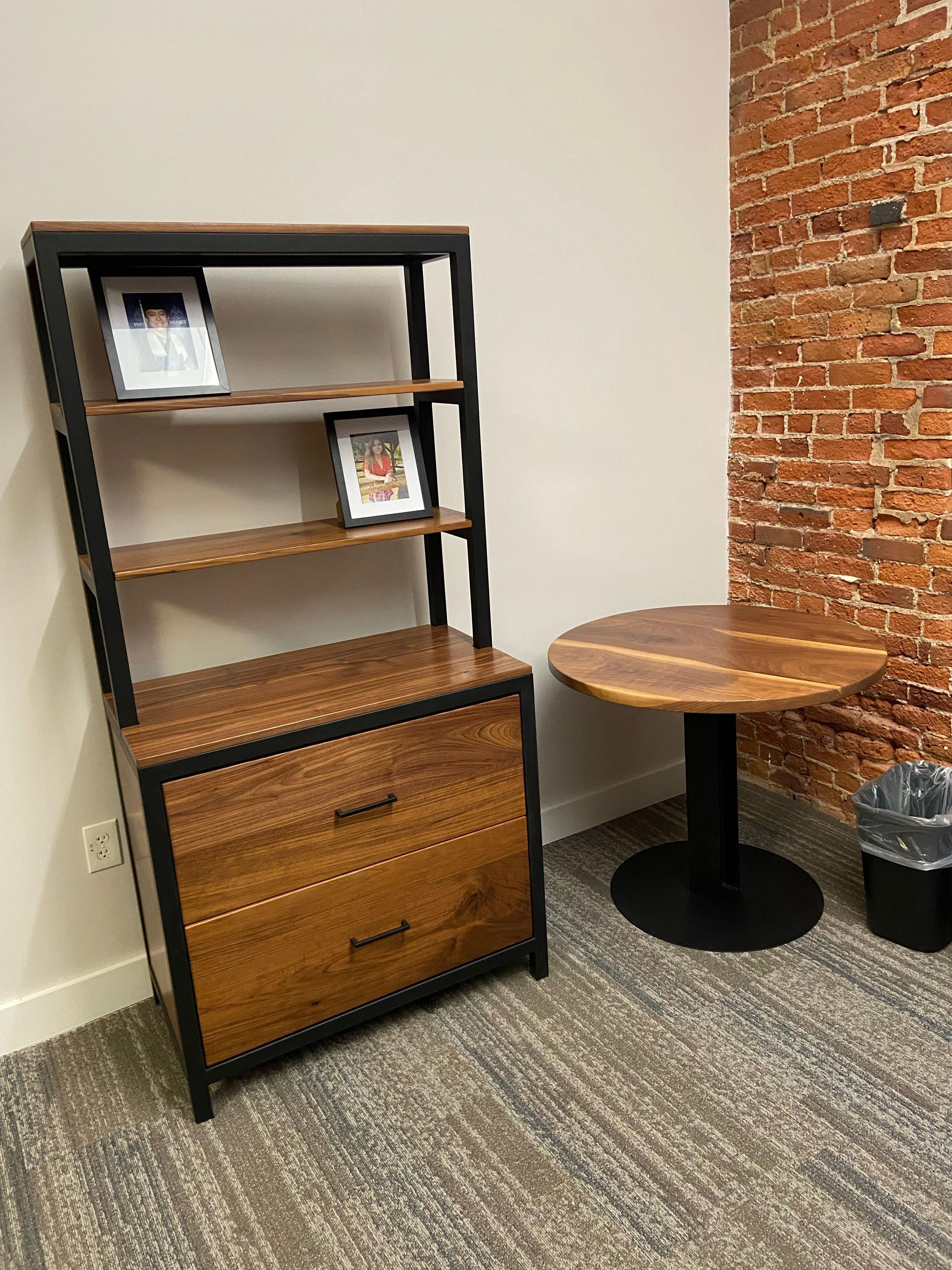 Walnut And Steel Bookcase 1