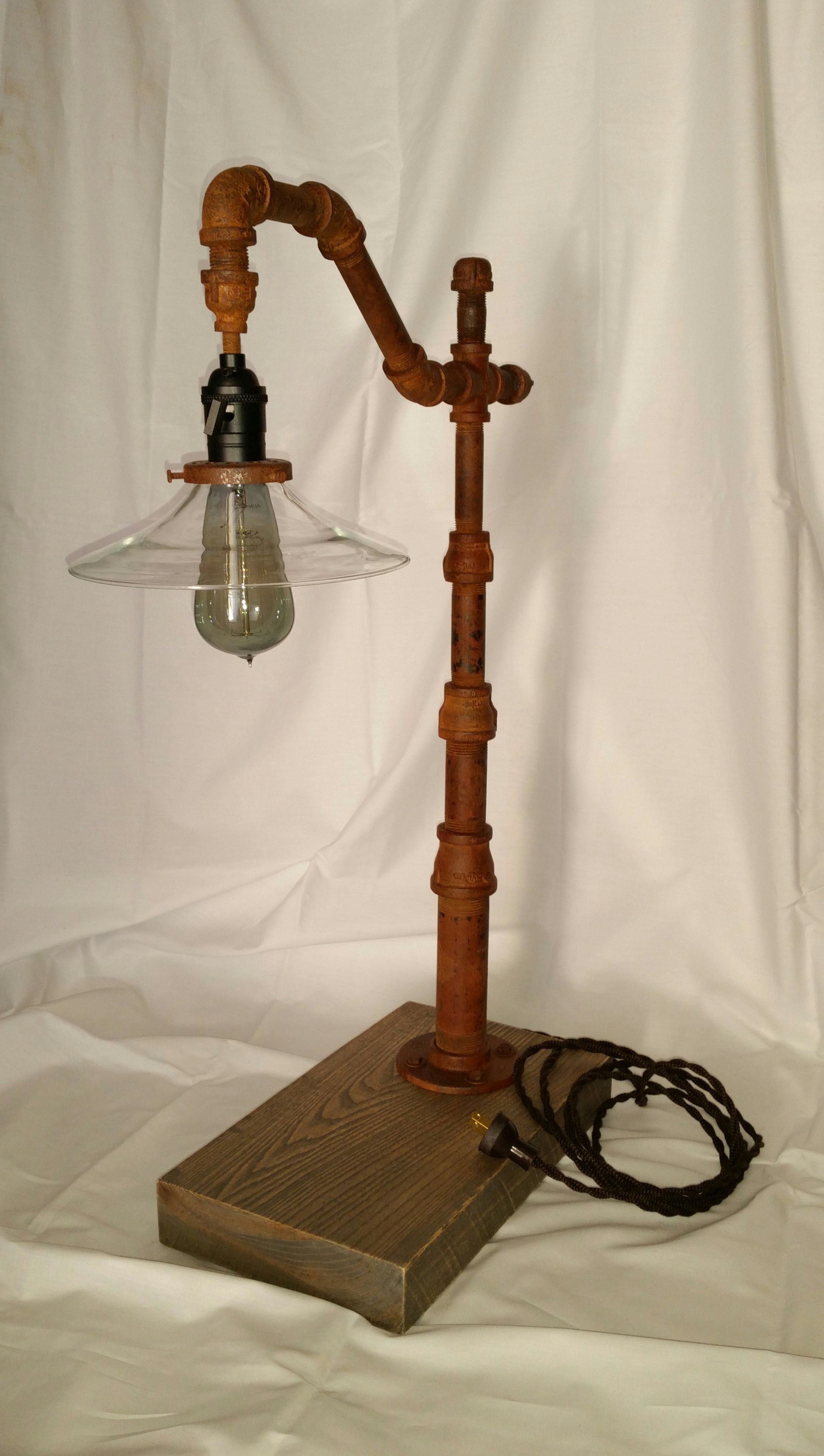 Streetlight Table Lamp W/ Glass Shade
